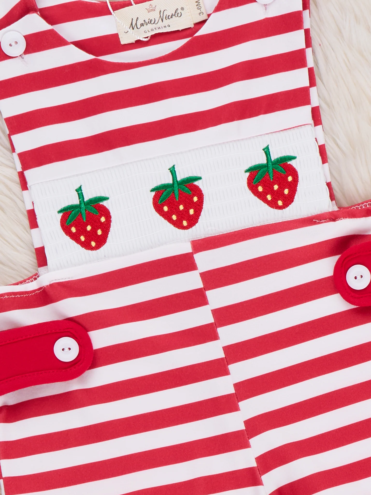 Striped Strawberry Trio Smocked Johnny - Image 2