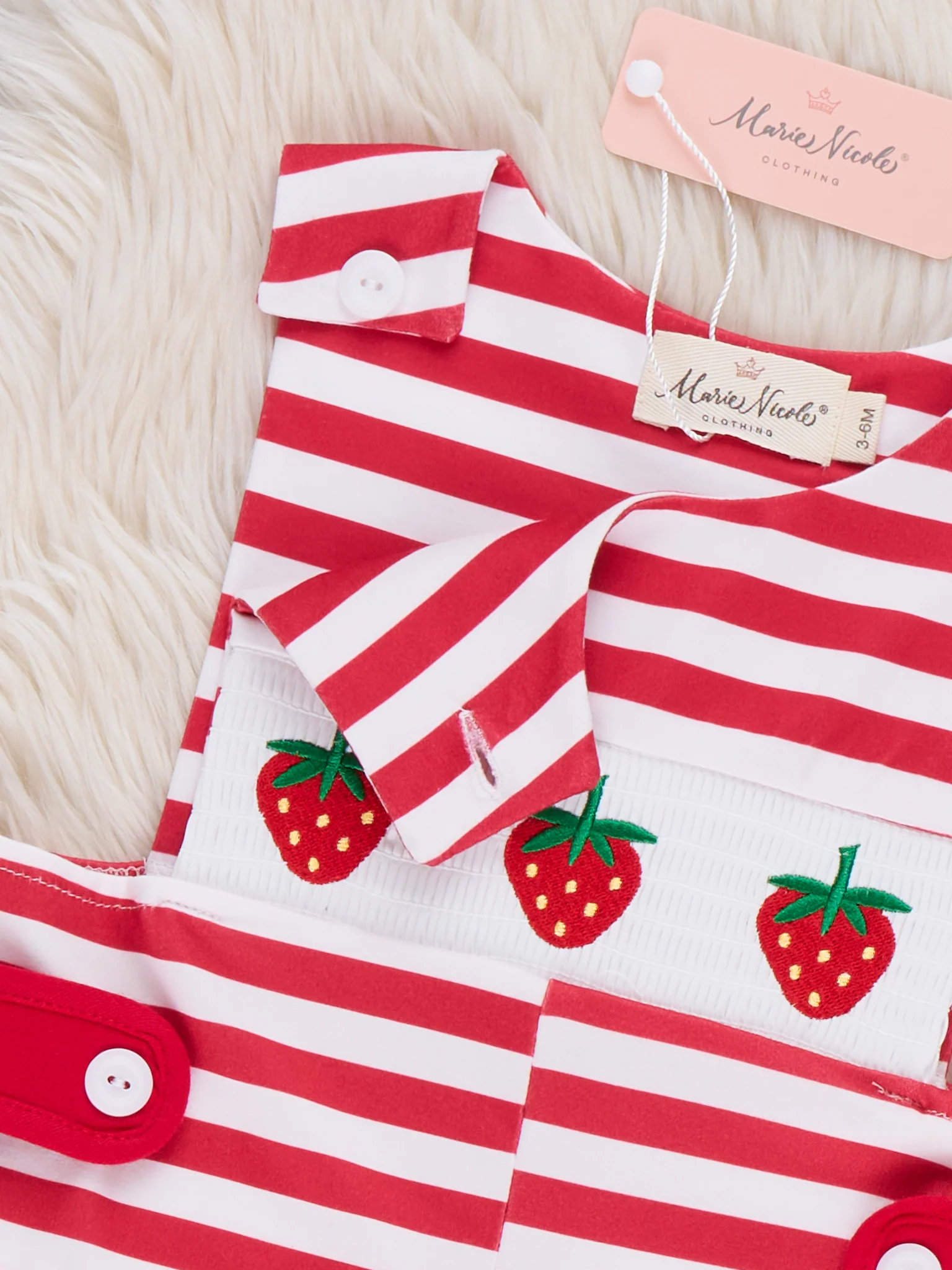 Striped Strawberry Trio Smocked Johnny - Image 3