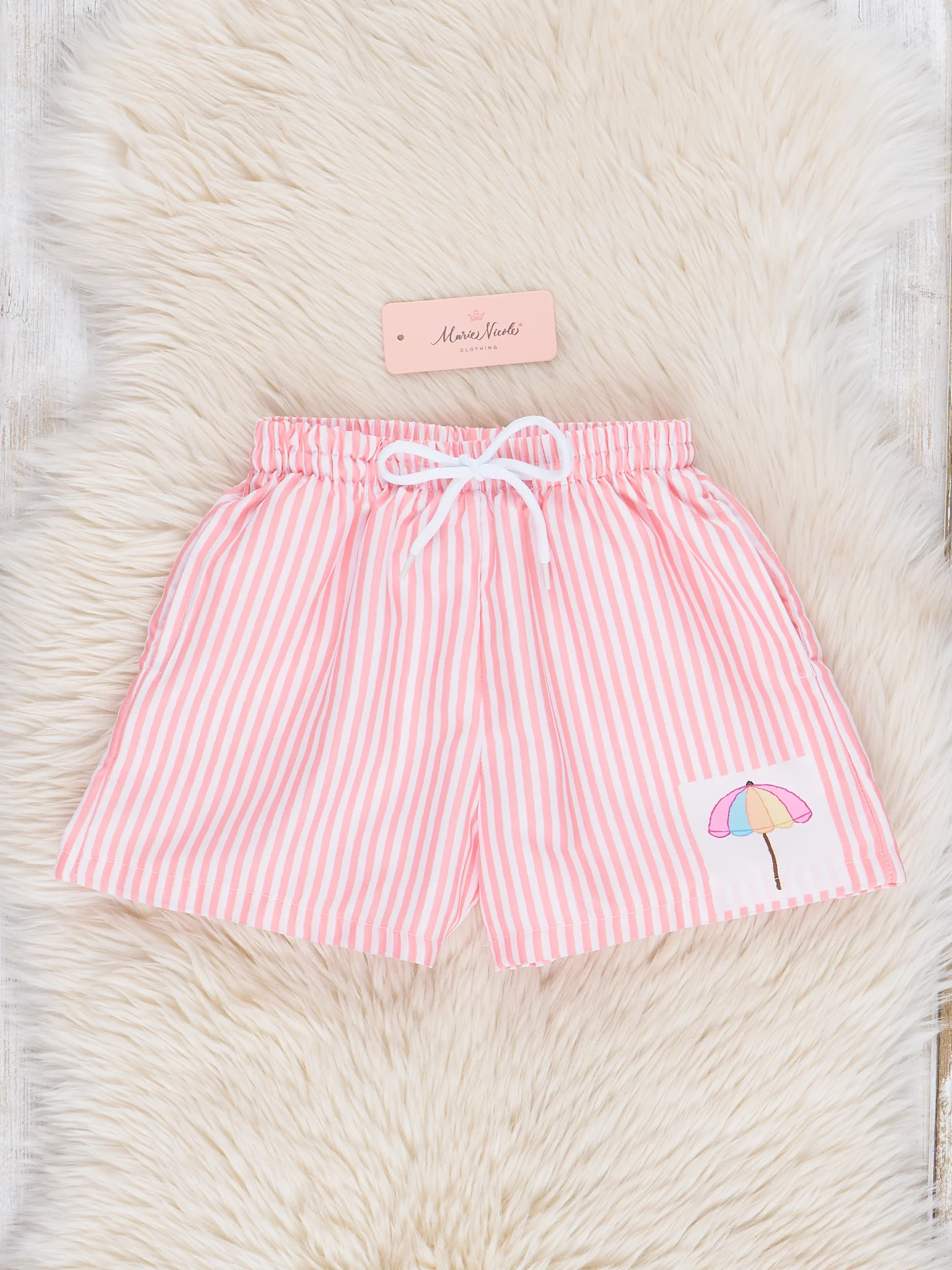 Striped Umbrella Swim Trunks