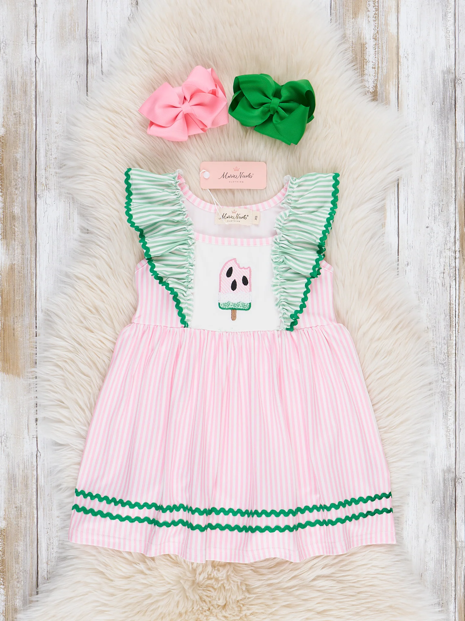 Striped Watermelon Pop Ruffle Dress