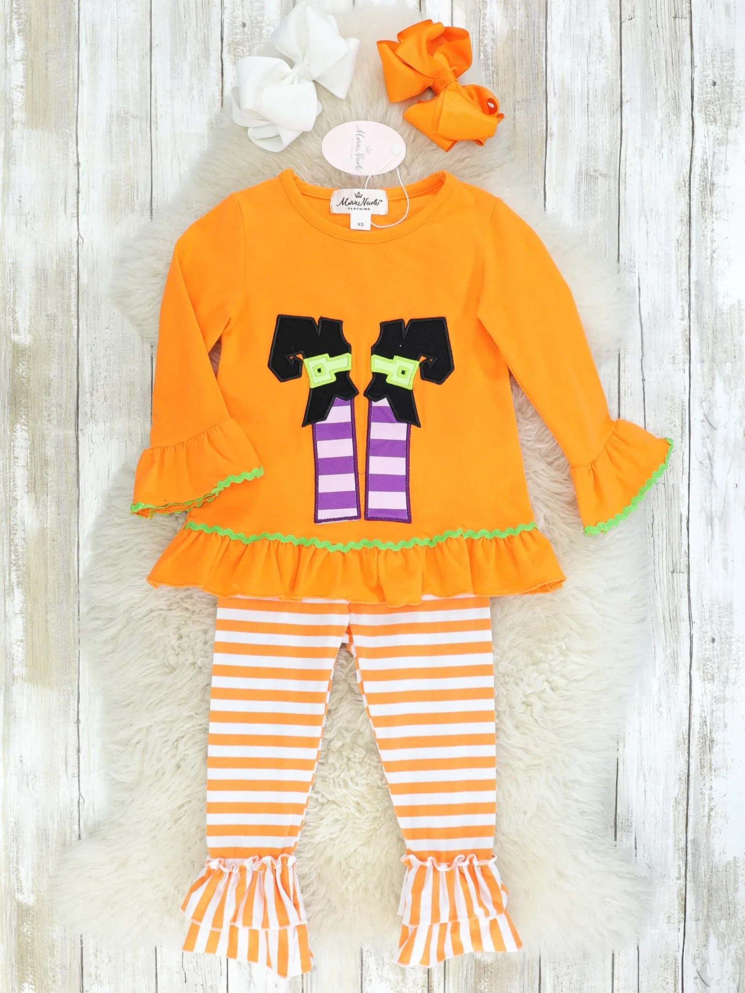 Striped Witches Feet Ruffle Outfit