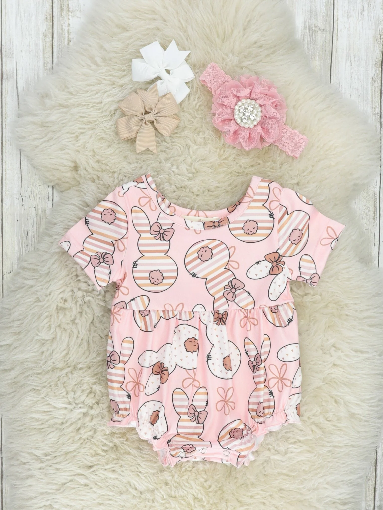 Stripes & Daisies Bunny Bubble Romper