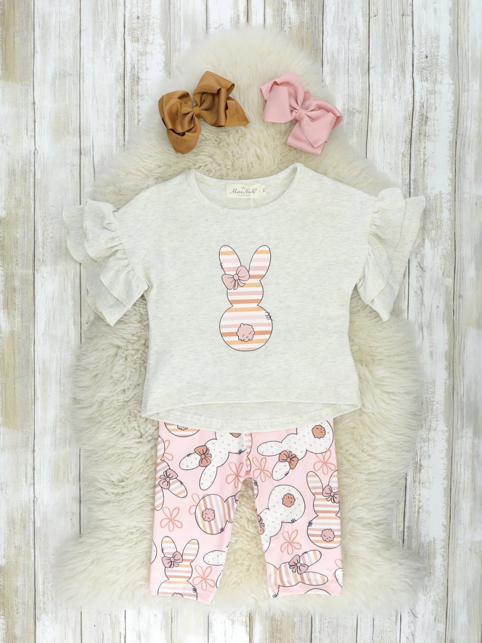 Stripes & Daisies Bunny Ruffle Outfit