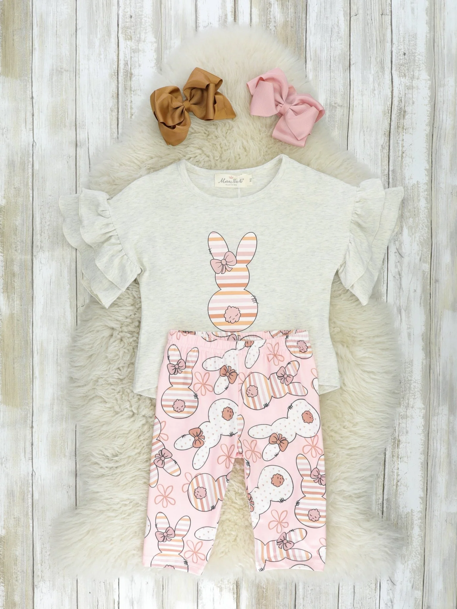 Stripes & Daisies Bunny Ruffle Outfit - Image 2