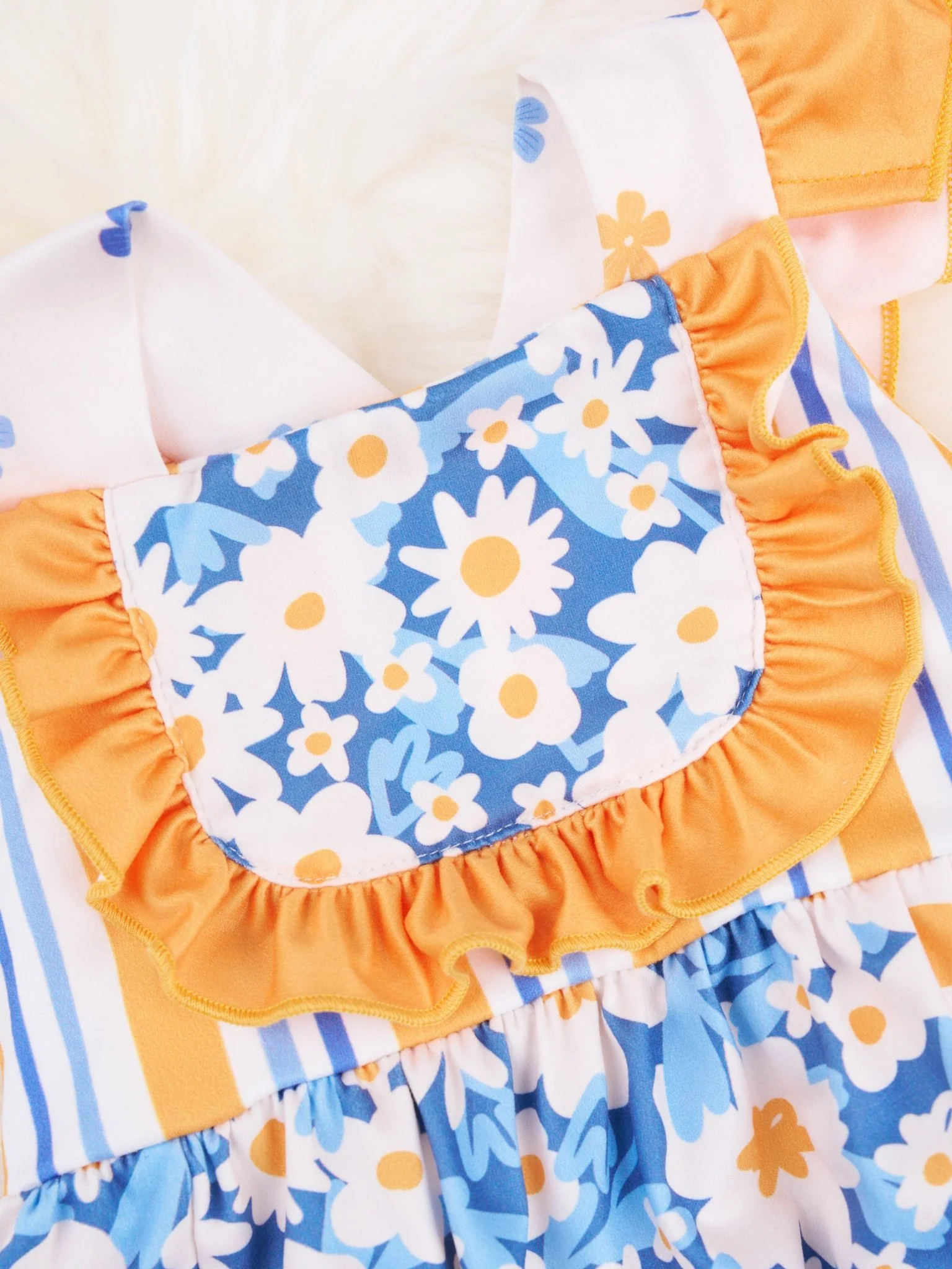 Stripes & Daisies Ruffle Bubble Romper - Image 3