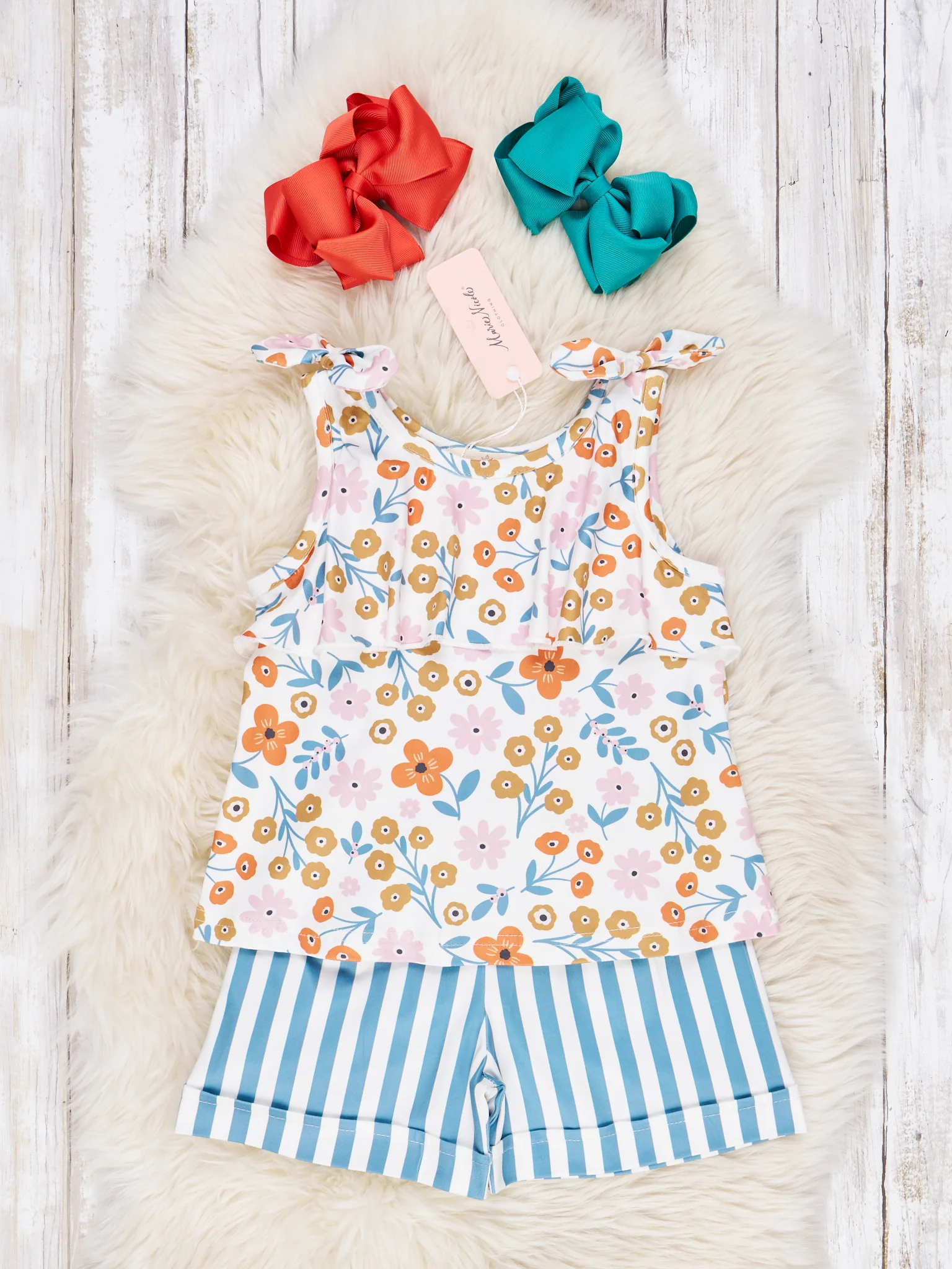 Stripes & Floral Ruffle Outfit