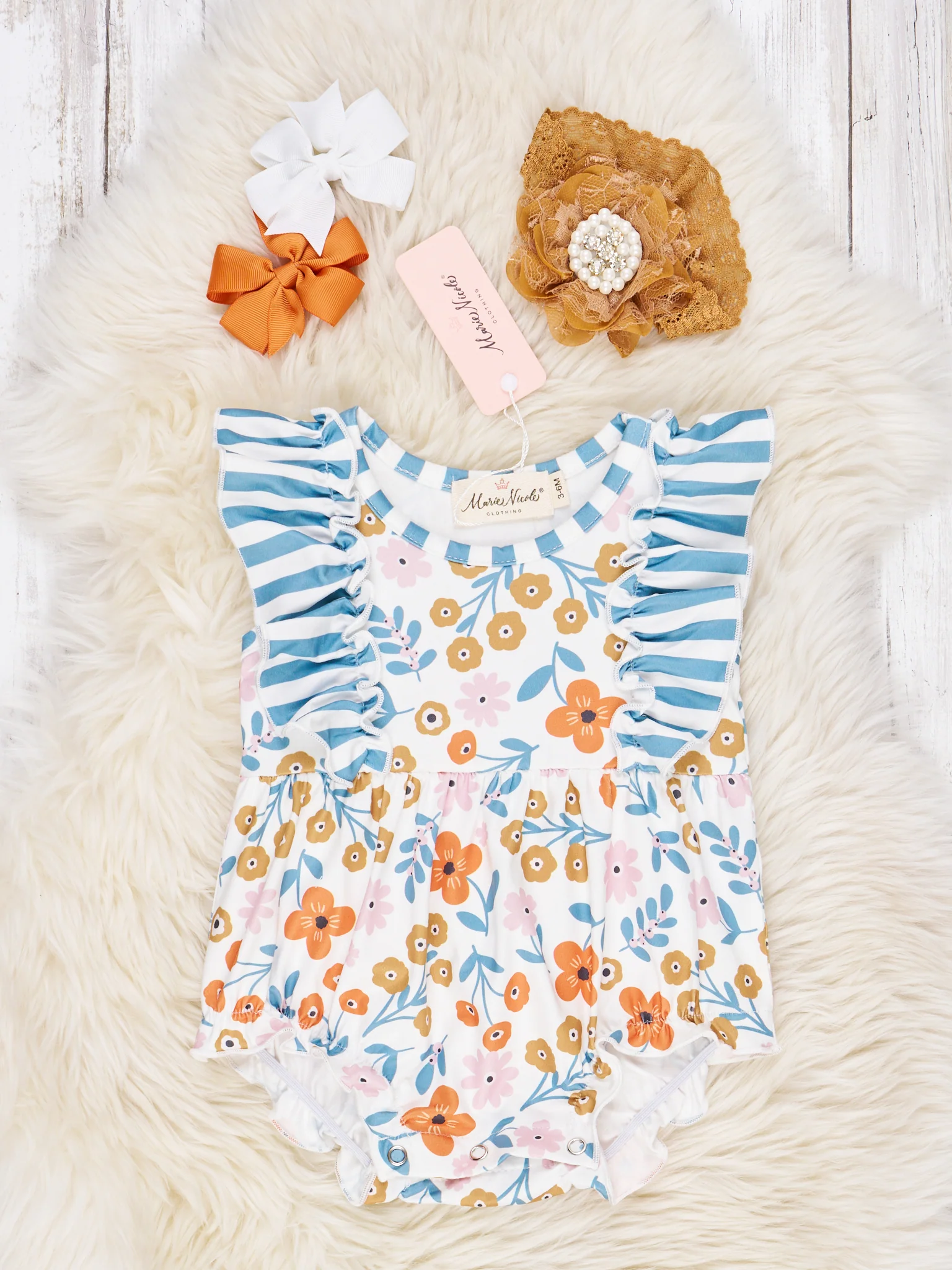 Stripes & Floral Ruffle Romper