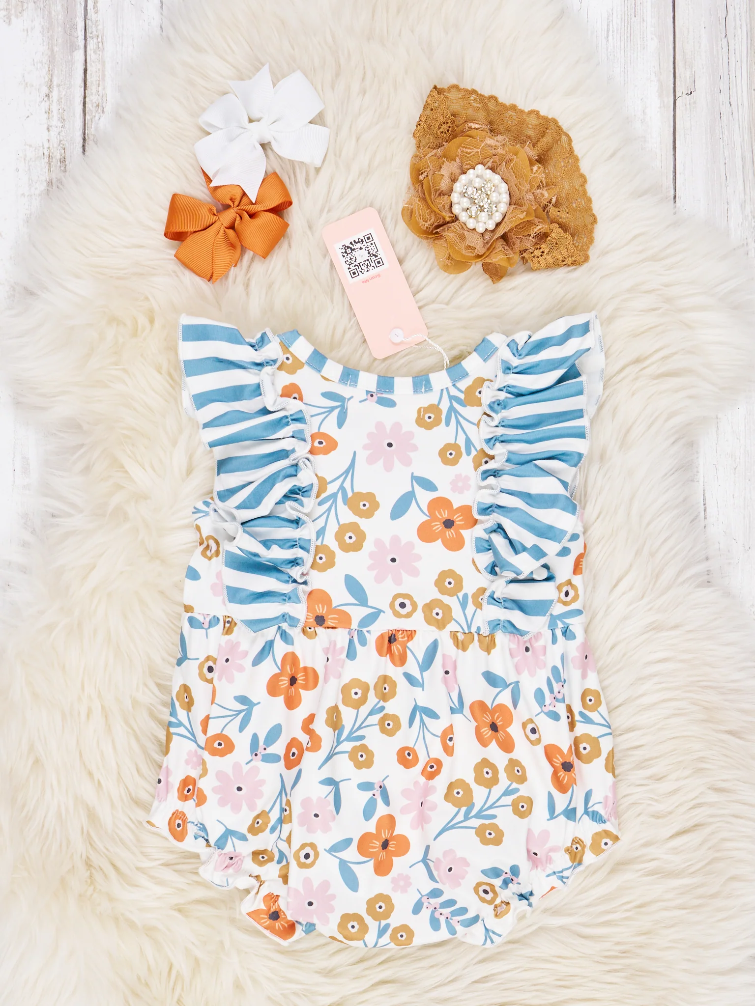 Stripes & Floral Ruffle Romper - Image 2