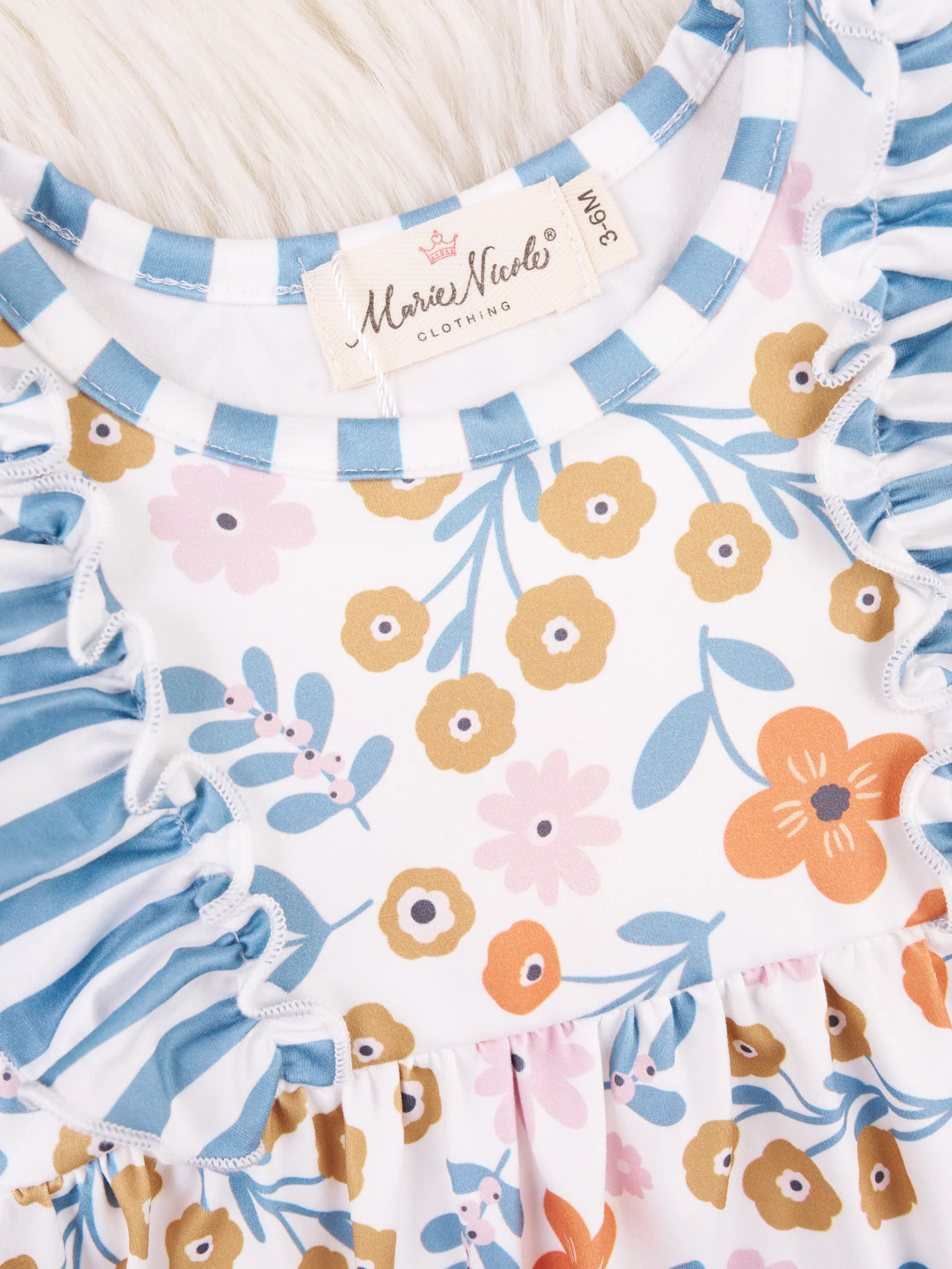 Stripes & Floral Ruffle Romper - Image 3
