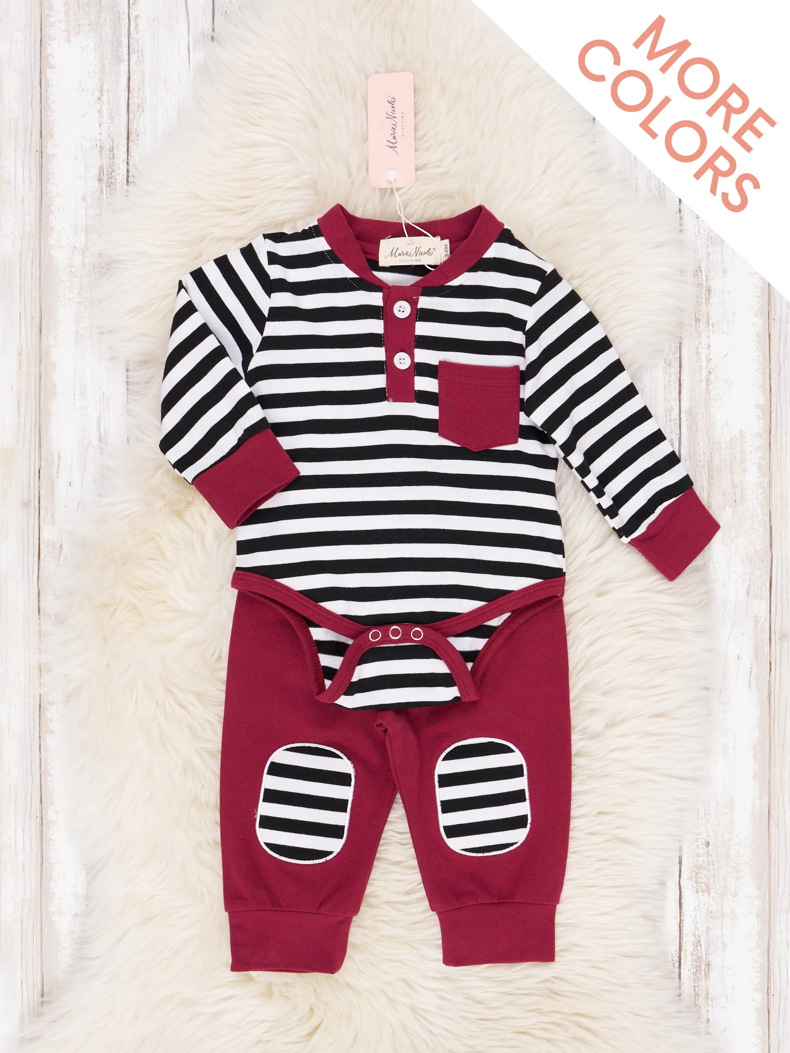 Stripes and Solids Pocket Henley Romper Outfit