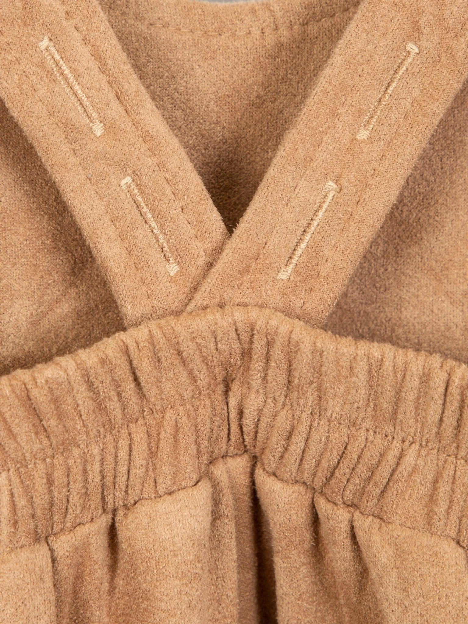 Suede Ruffle Cross Back Button Romper - Multiple Colors - Image 10