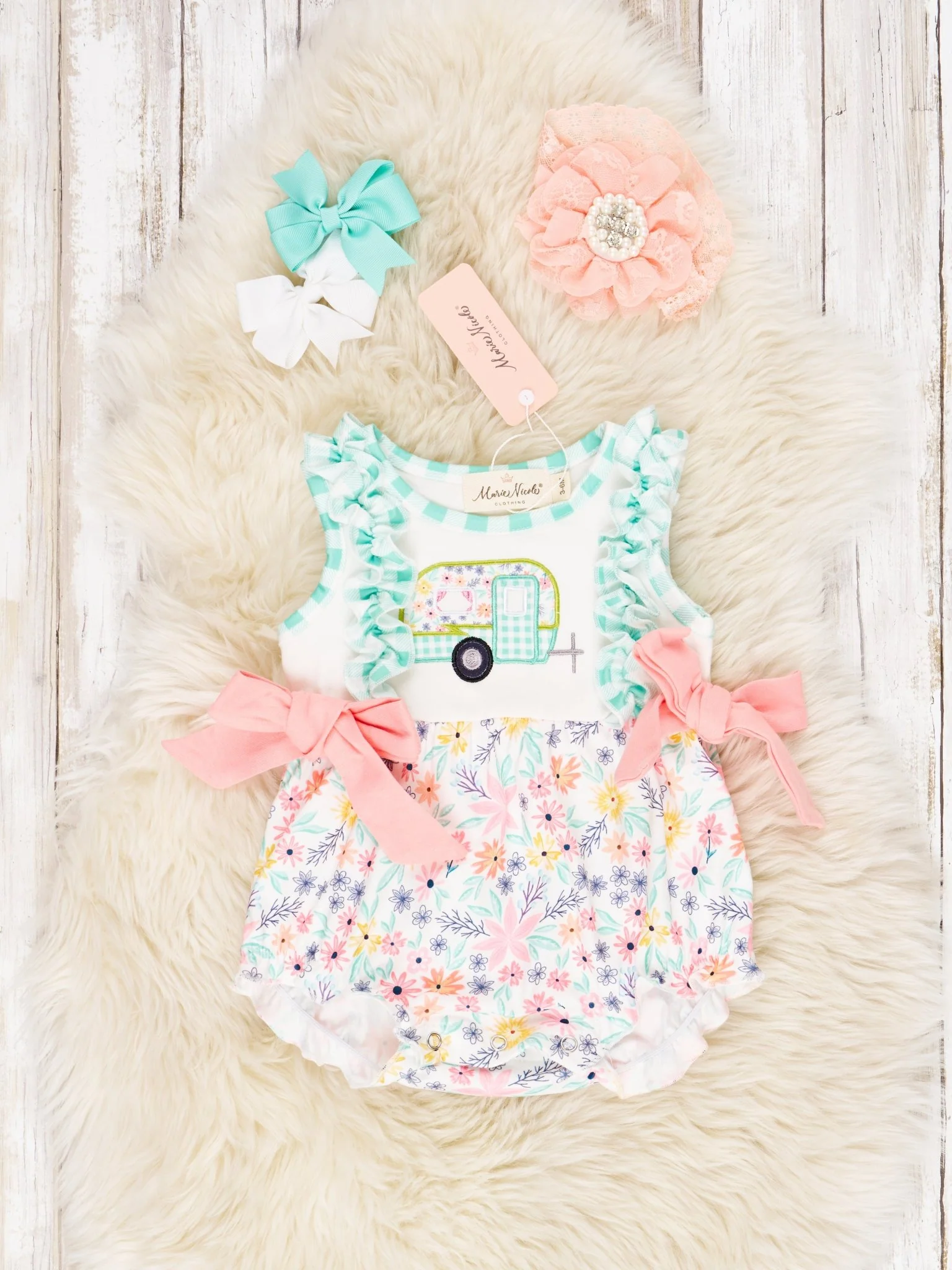 Summer Camper Floral Ruffle Romper