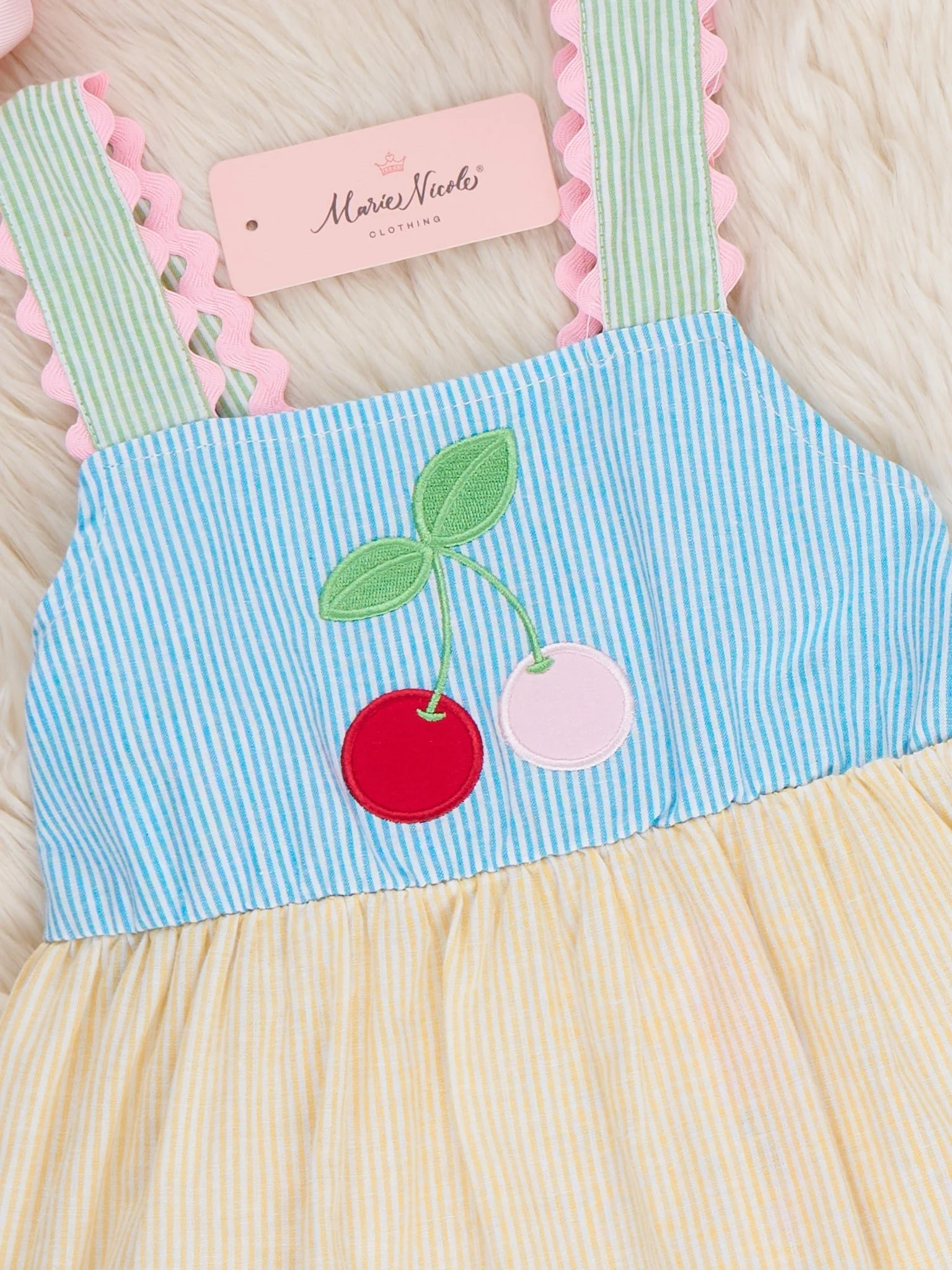 Summer Cherry Fun Embroidered 100% Cotton Ruffle Outfit - Image 3