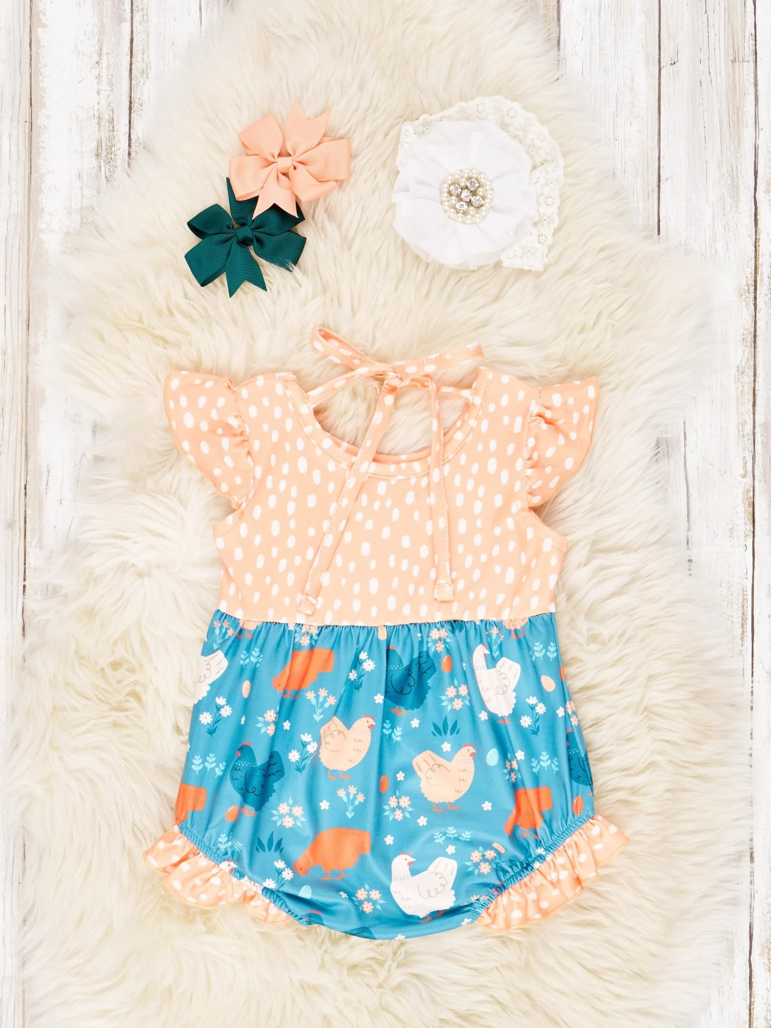 Summer Chicken Ruffle Bubble Romper - Image 2