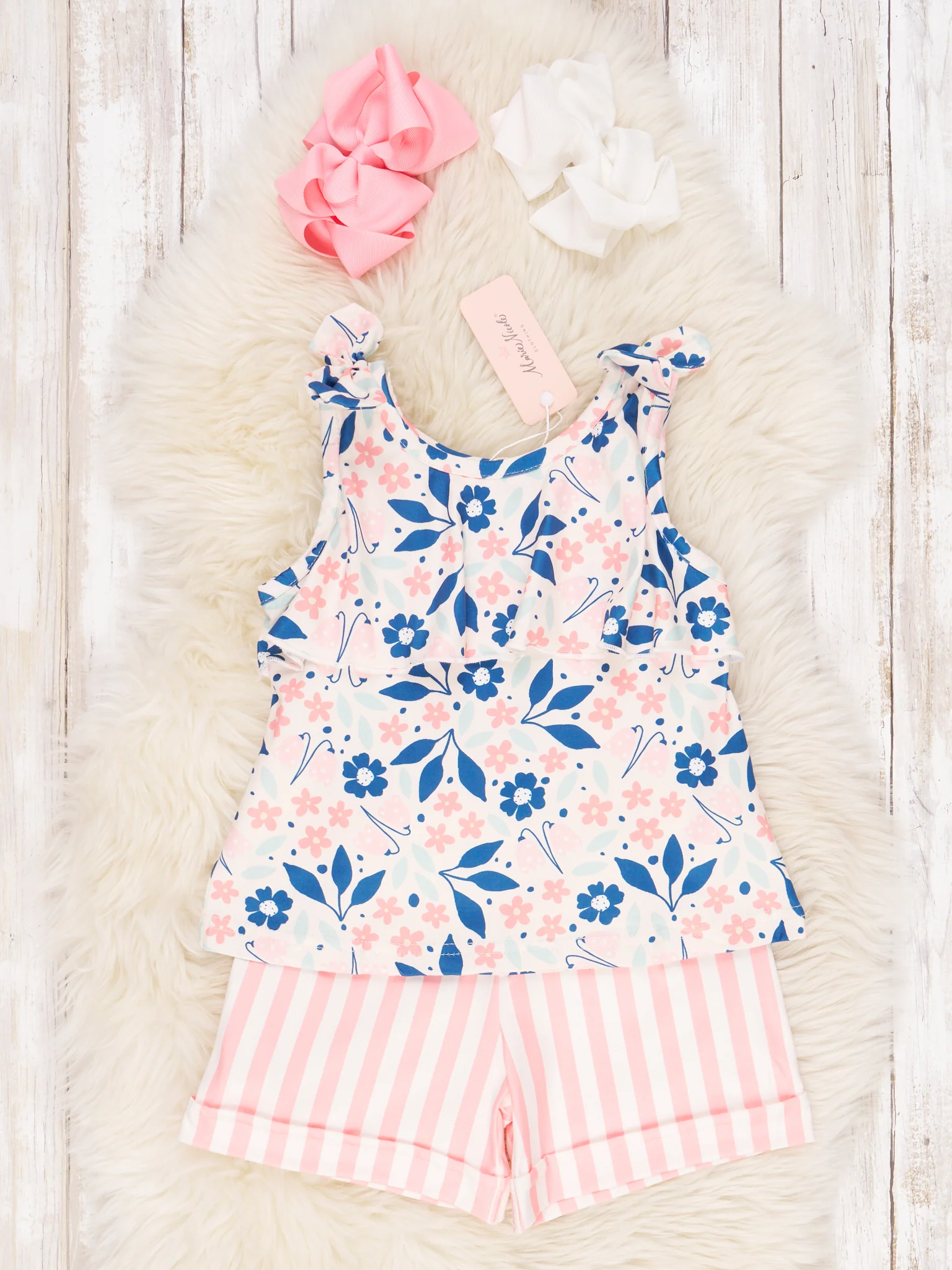 Summer Coral Floral Ruffle Outfit