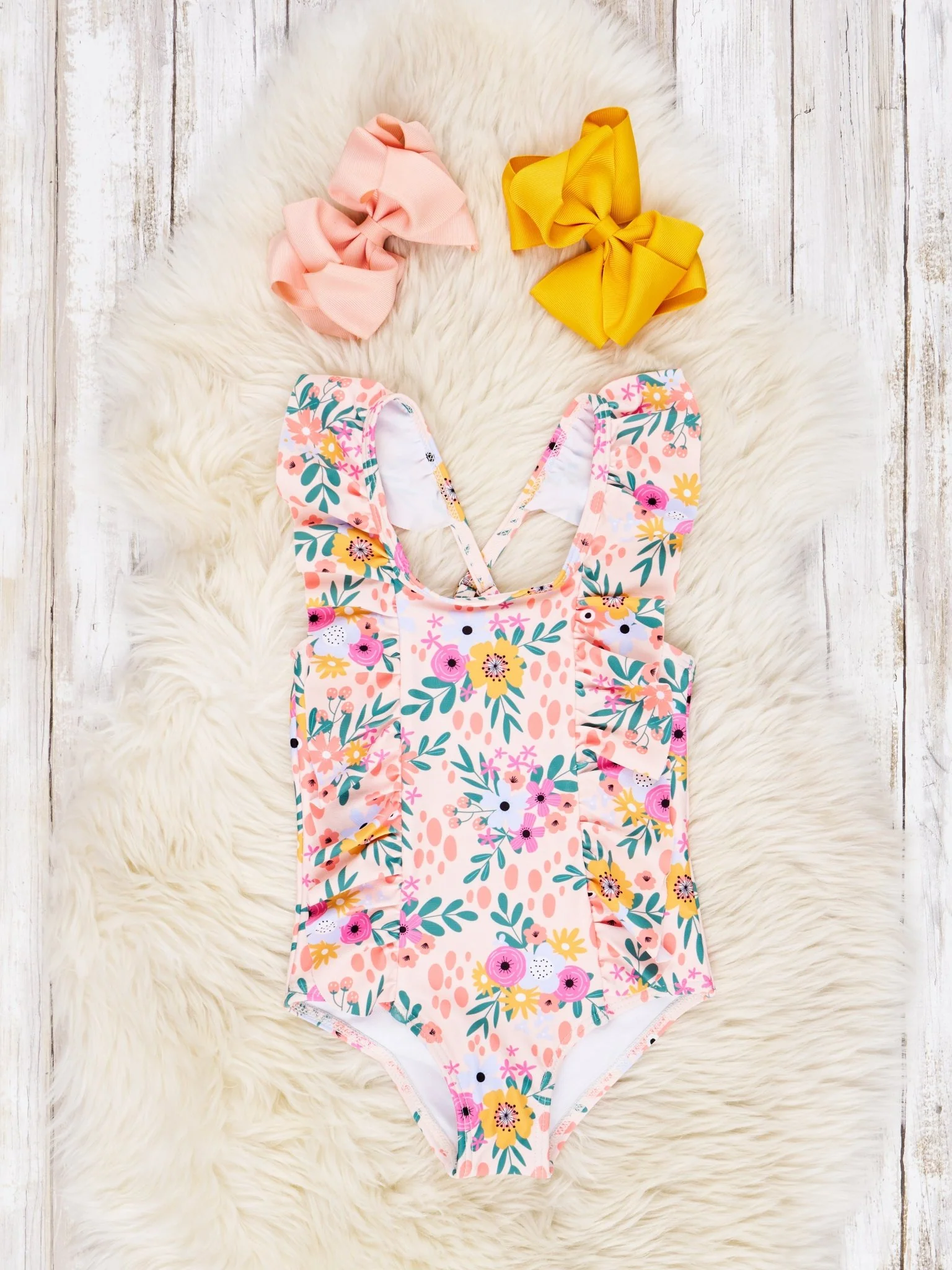 Summer Floral Ruffle One-Piece Swimsuit