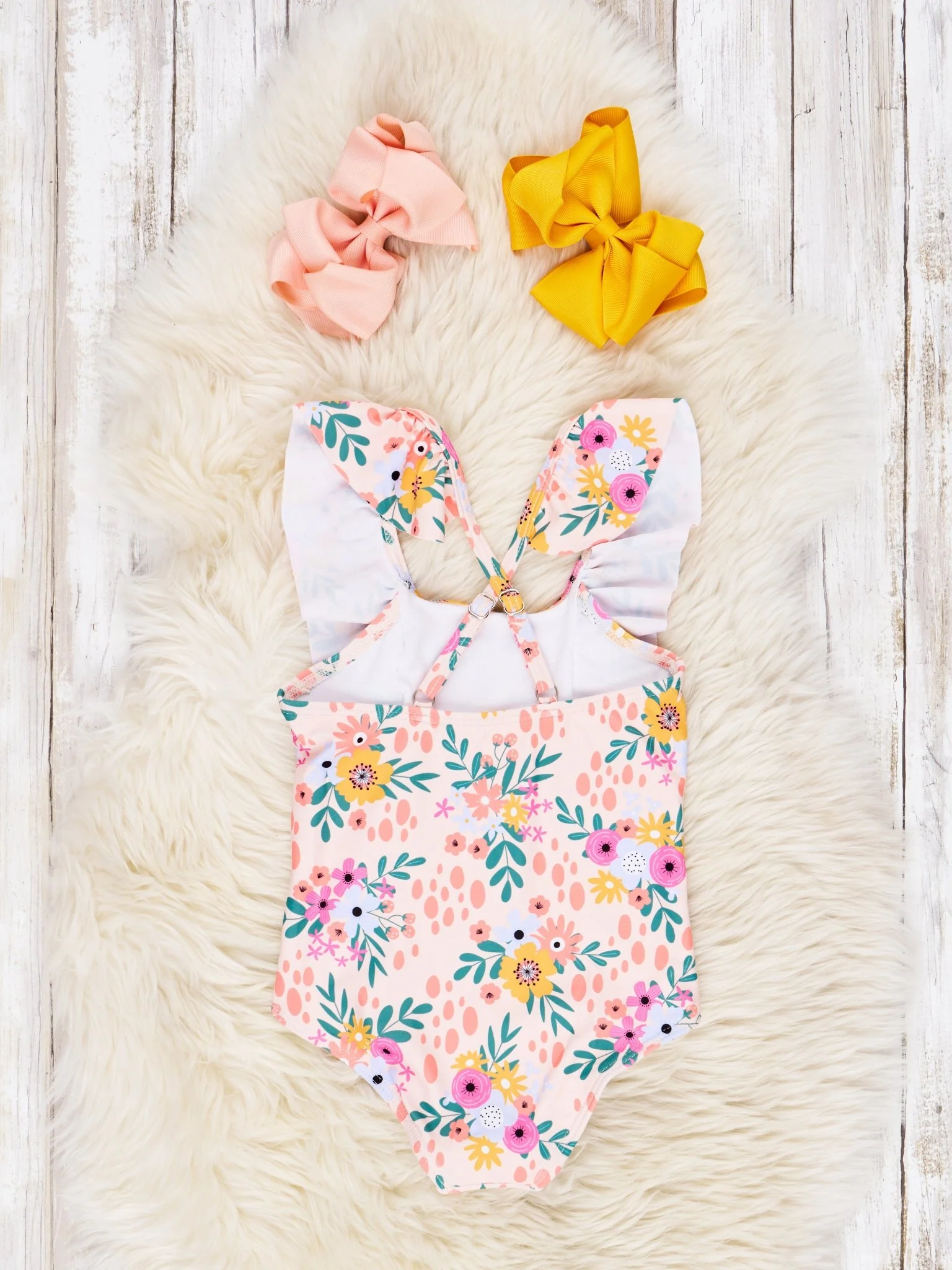 Summer Floral Ruffle One-Piece Swimsuit - Image 2