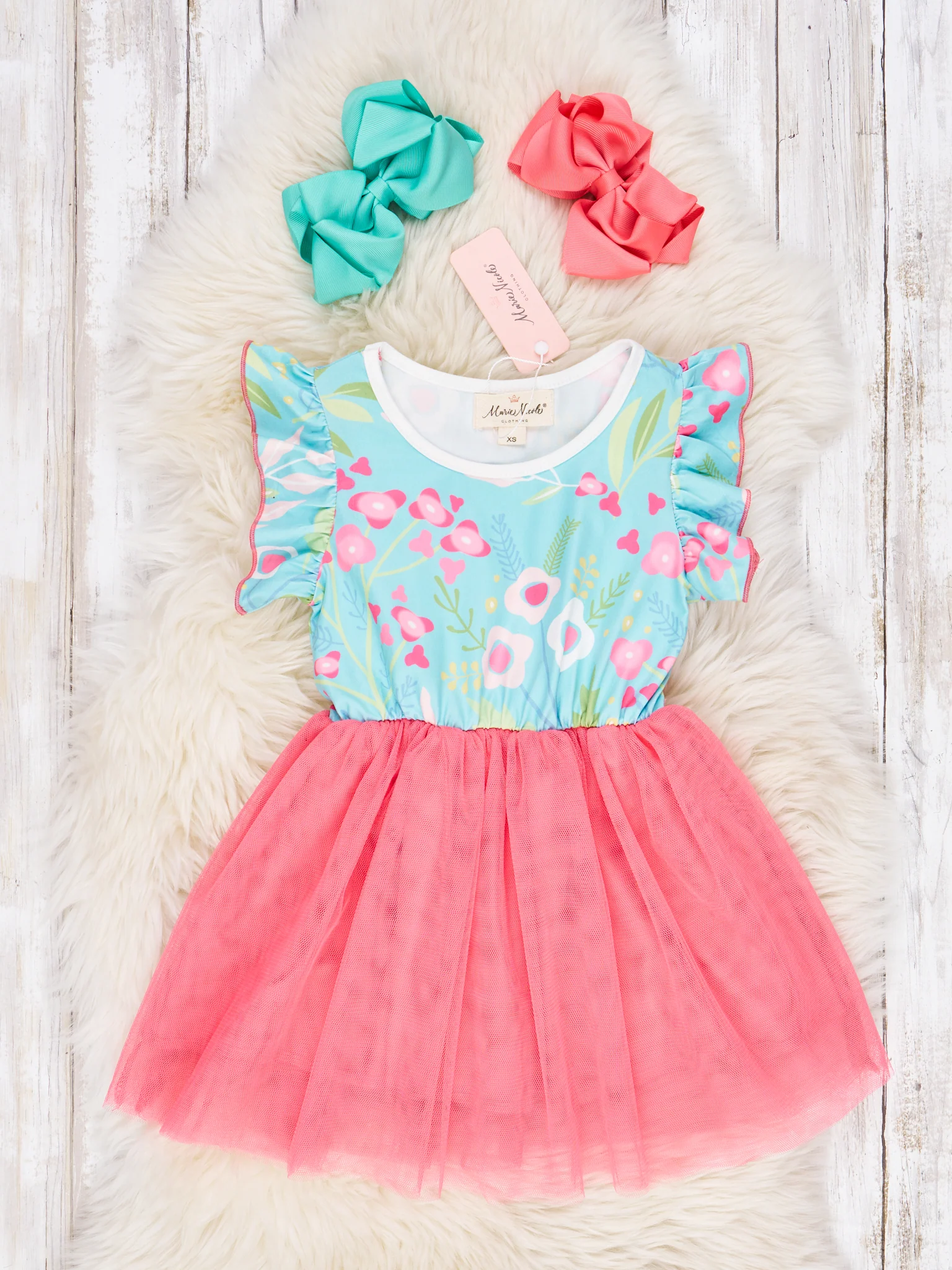 Summer Floral Tulle Ruffle Dress