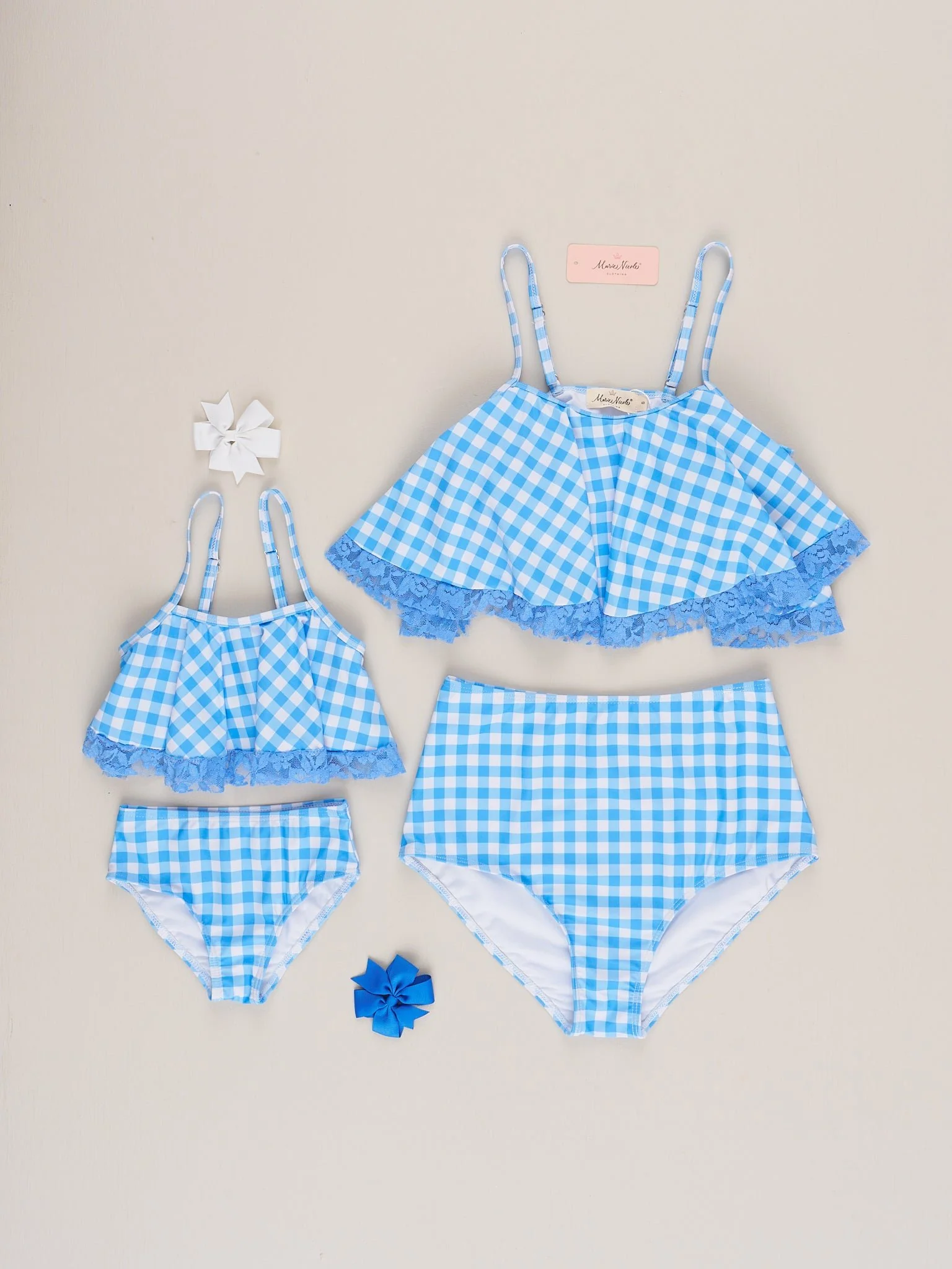 Summer Gingham Lacy Swimsuit - Blue - Image 6