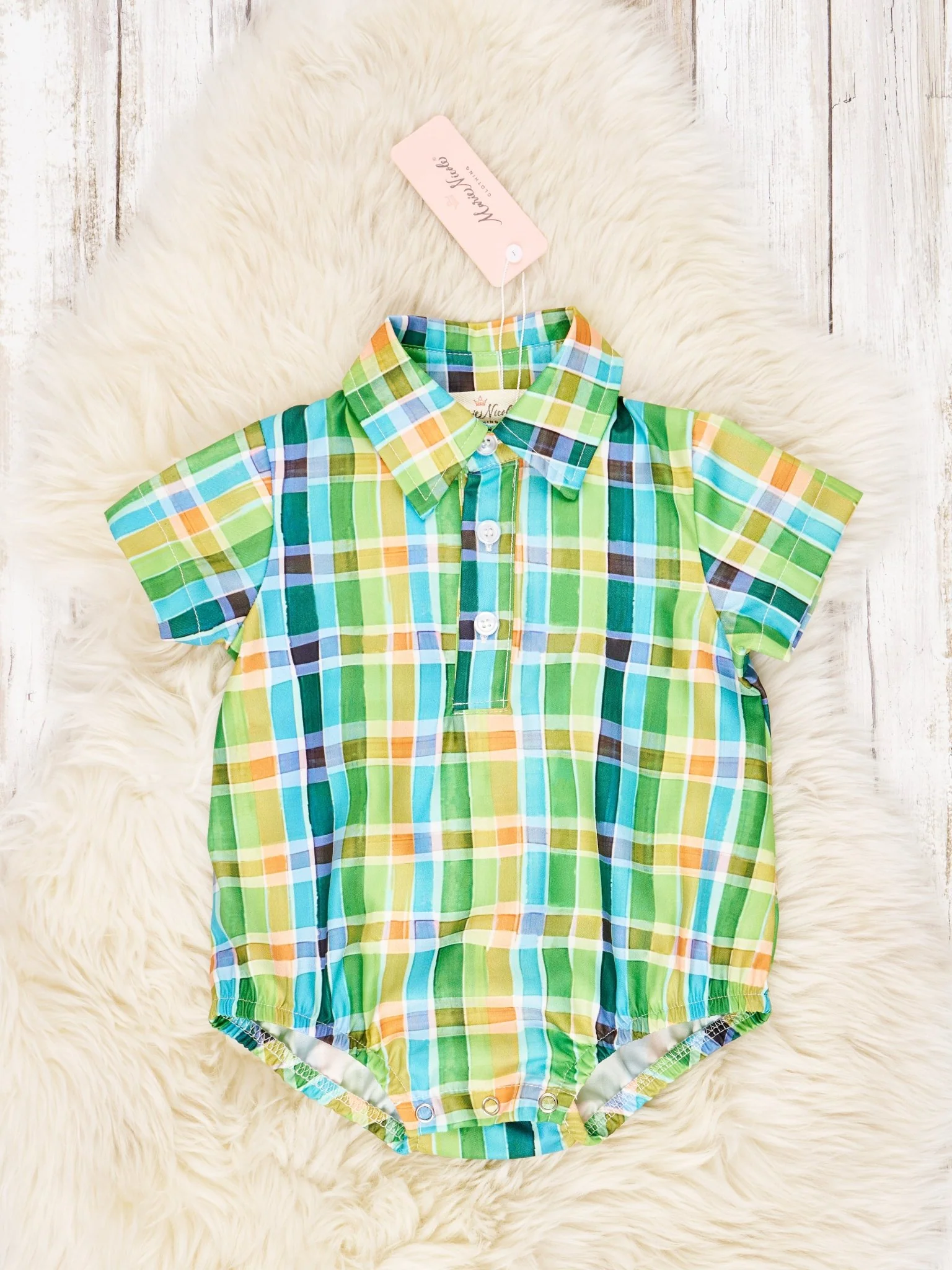 Summer Plaid Polo Romper