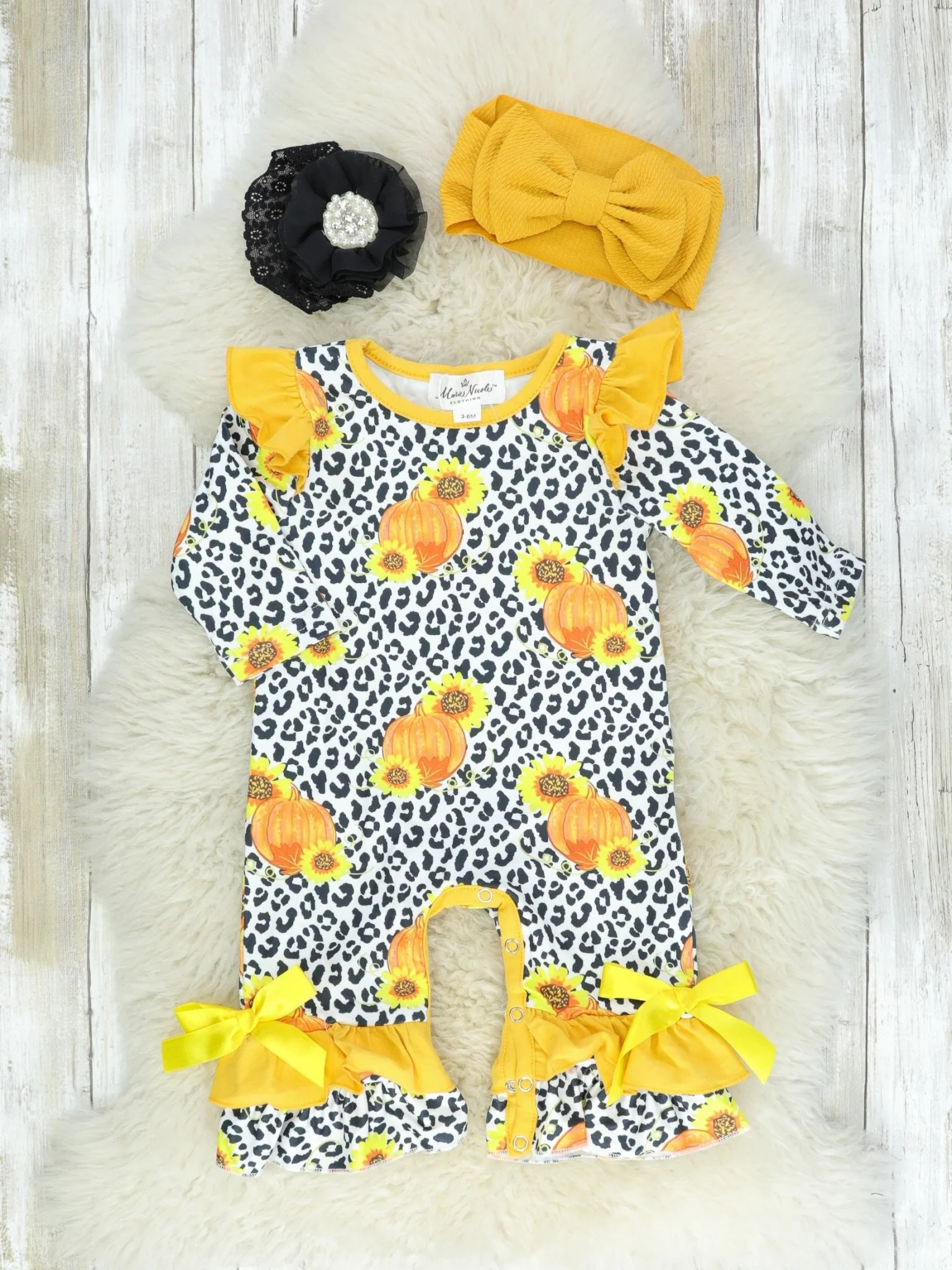 Sunflower, Pumpkin, Cheetah Ruffle Romper