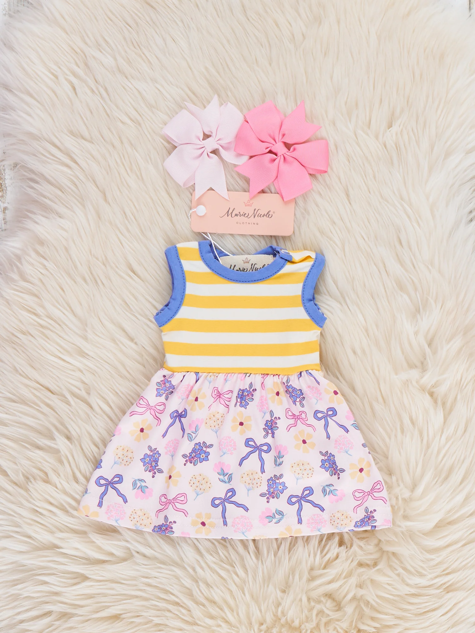 Sunny Striped Floral Ruffle Baby Doll Dress
