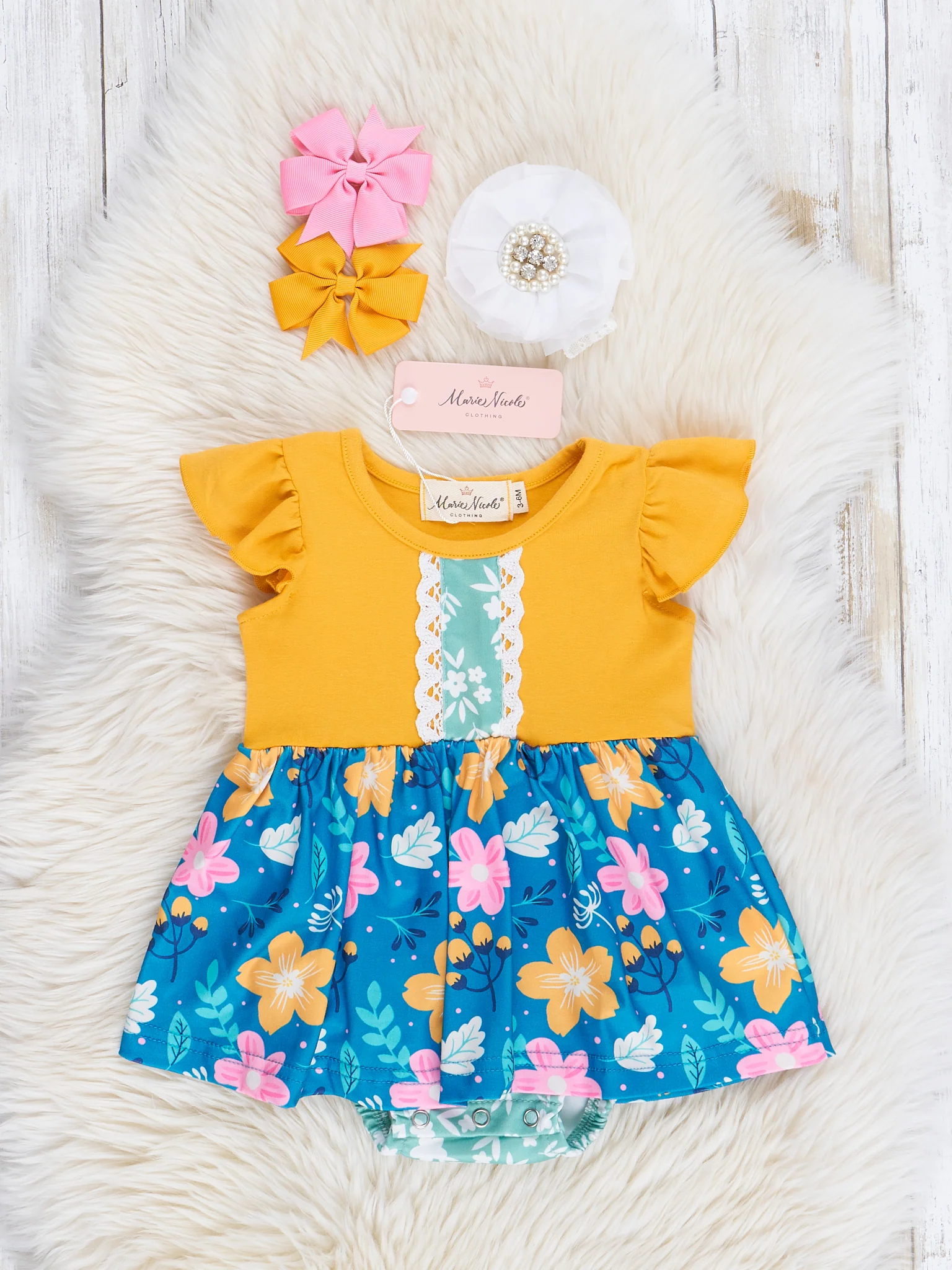 Sunshine Blooms Ruffle Bubble Romper