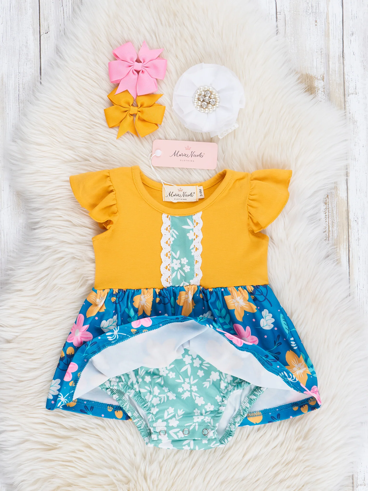Sunshine Blooms Ruffle Bubble Romper - Image 2