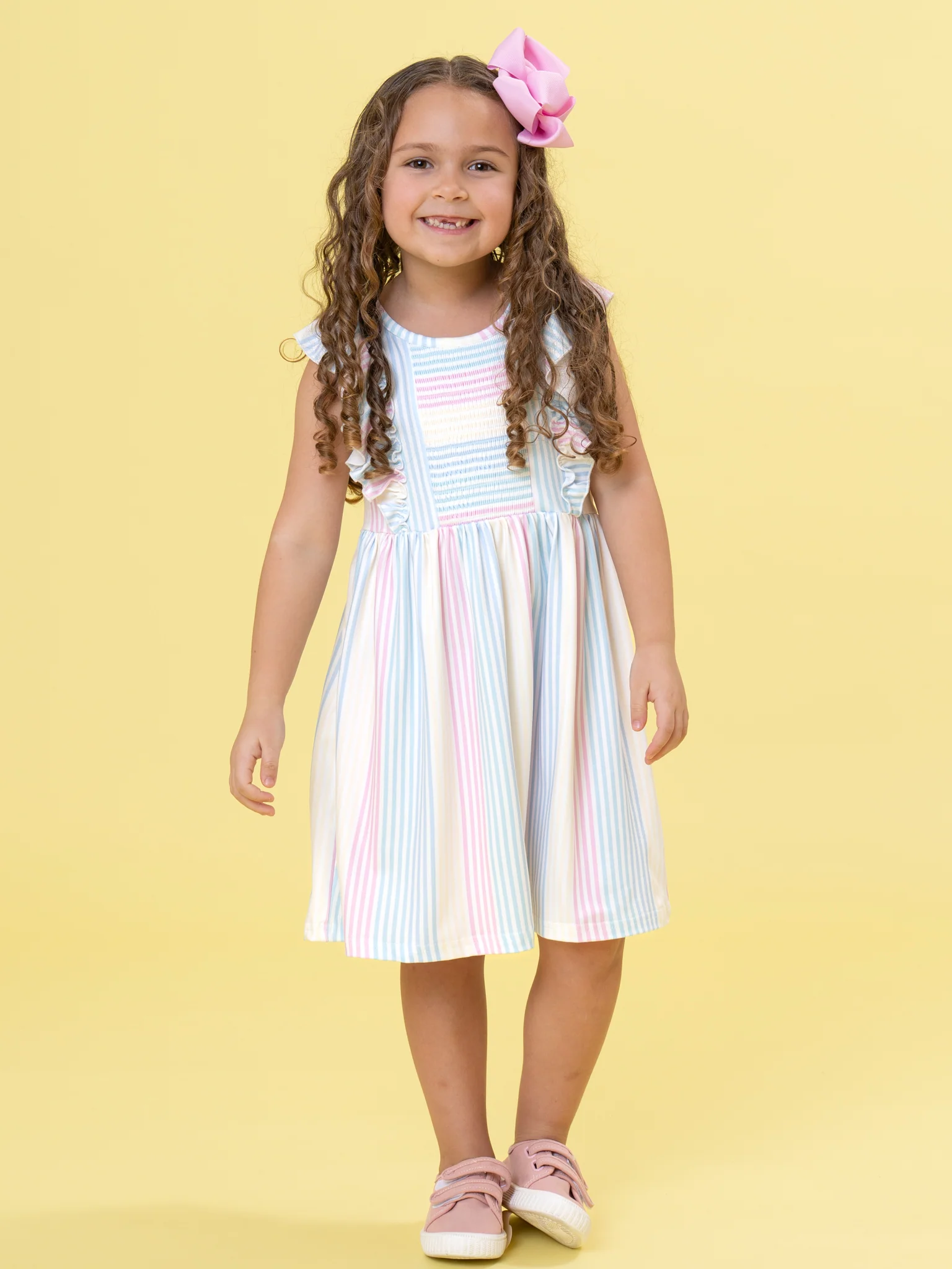 Sunshine Sway Striped Ruffle Dress - Image 4