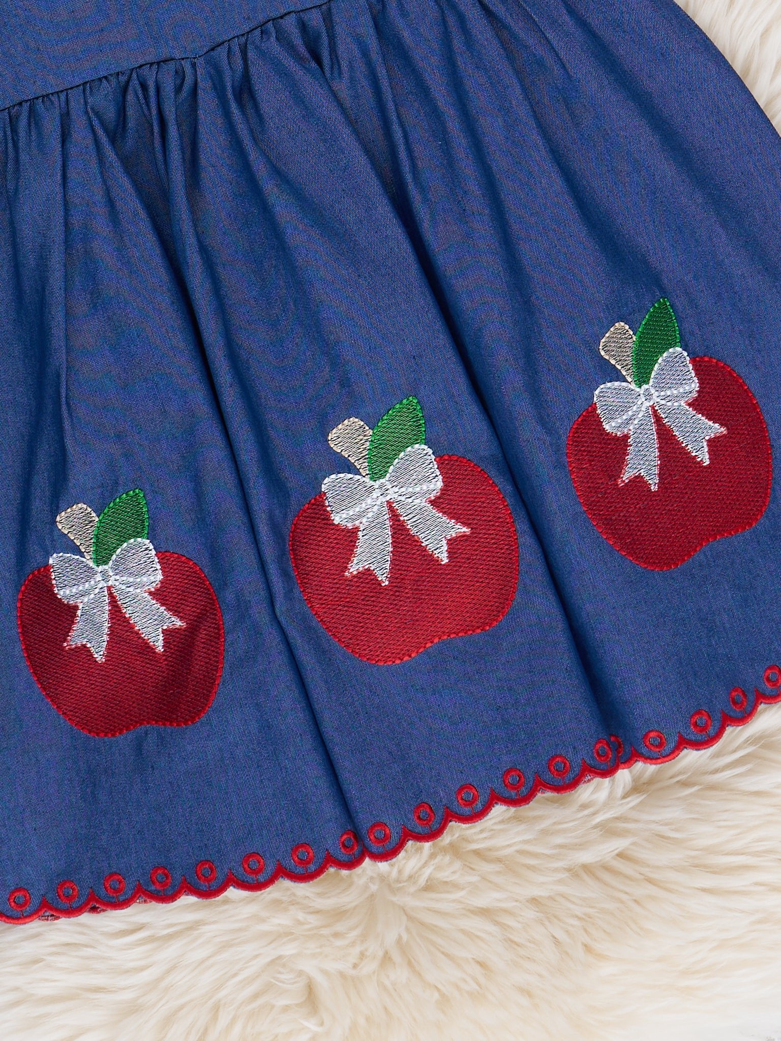 Sweet Apple Chambray Ruffle Dress - Image 4