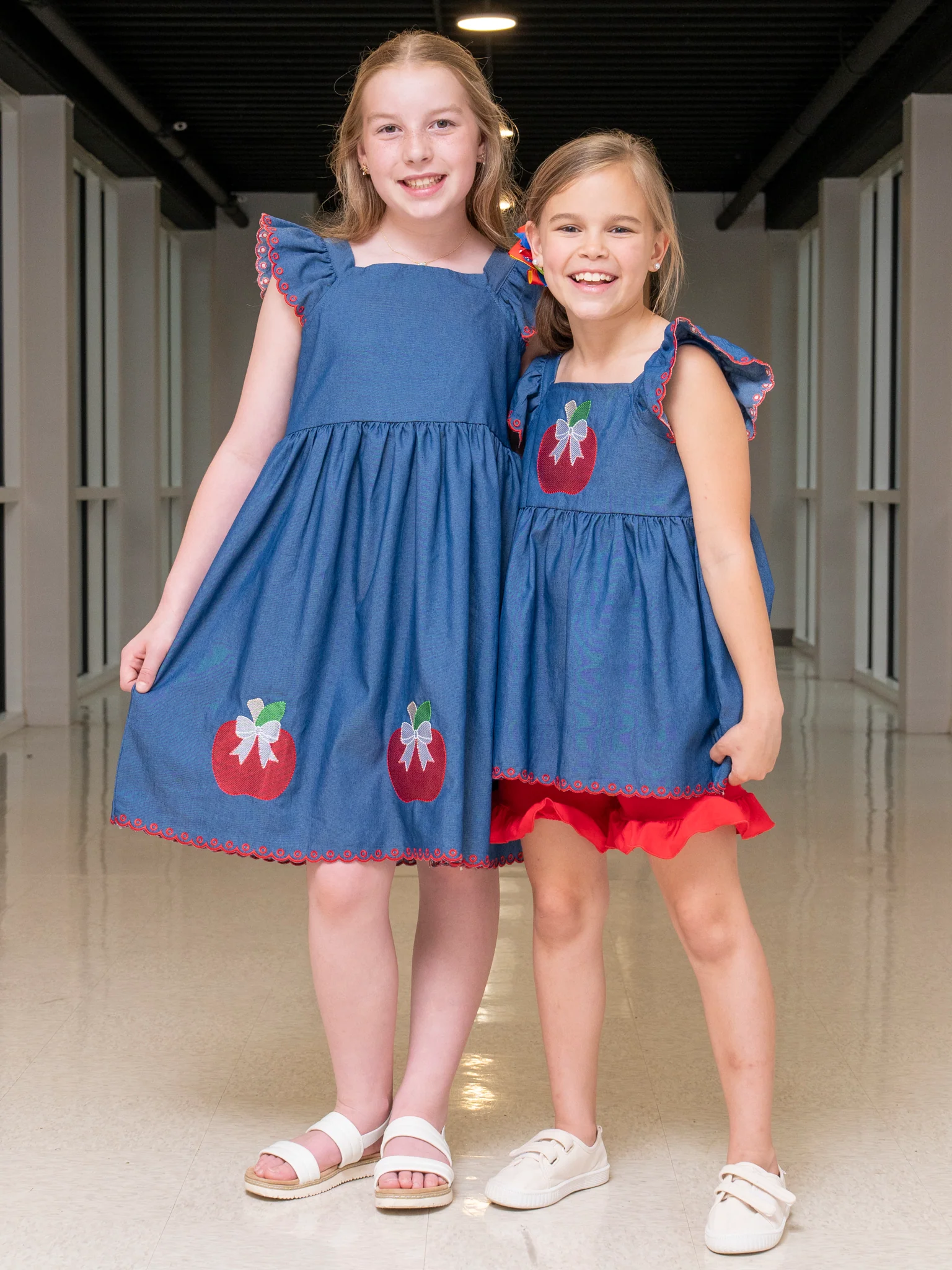 Sweet Apple Chambray Ruffle Dress - Image 6
