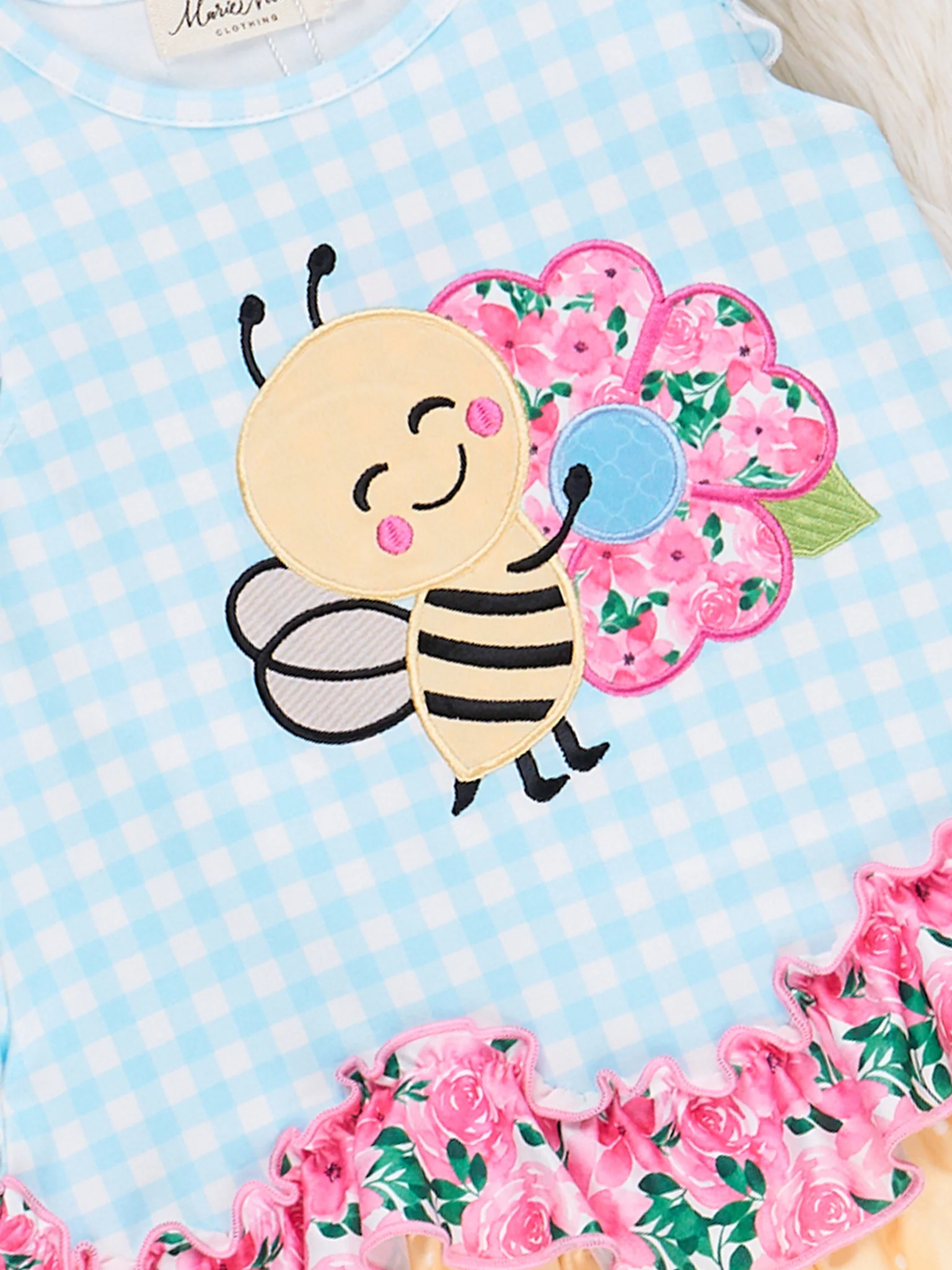 Sweet Bee Embroidered Ruffle Outfit - Image 3