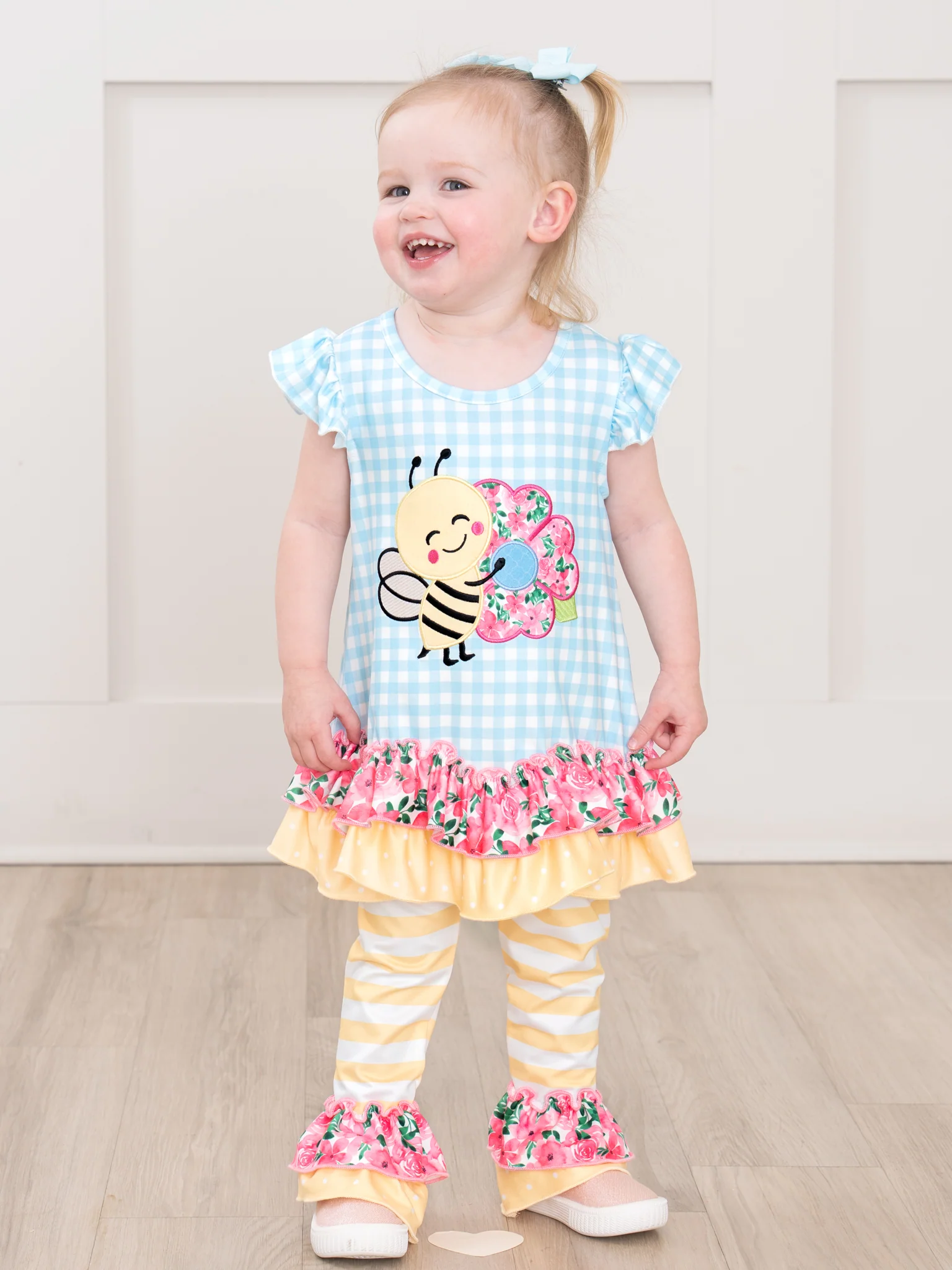 Sweet Bee Embroidered Ruffle Outfit - Image 6