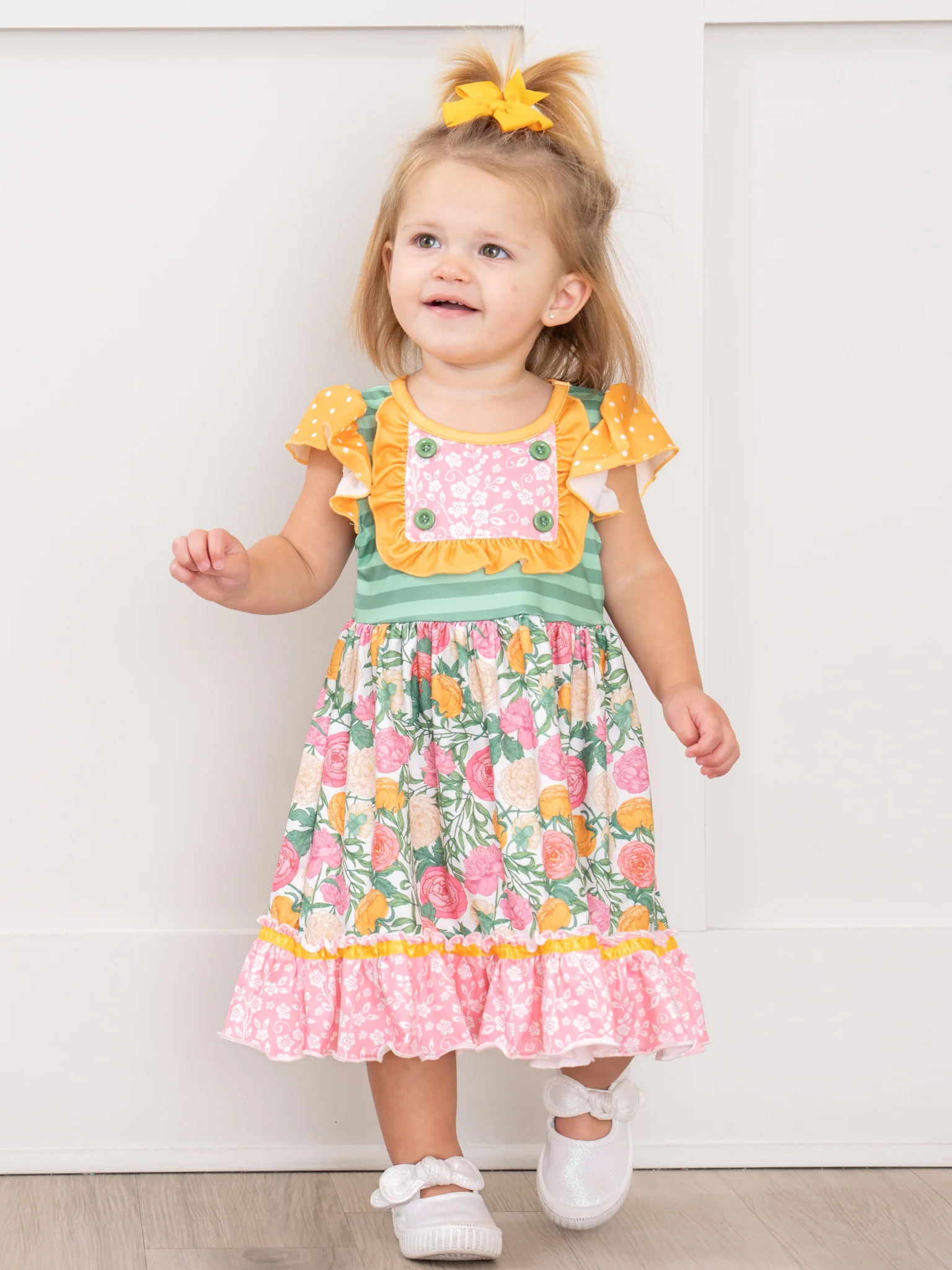 Sweet Blooms Floral Ruffle Dress - Roses