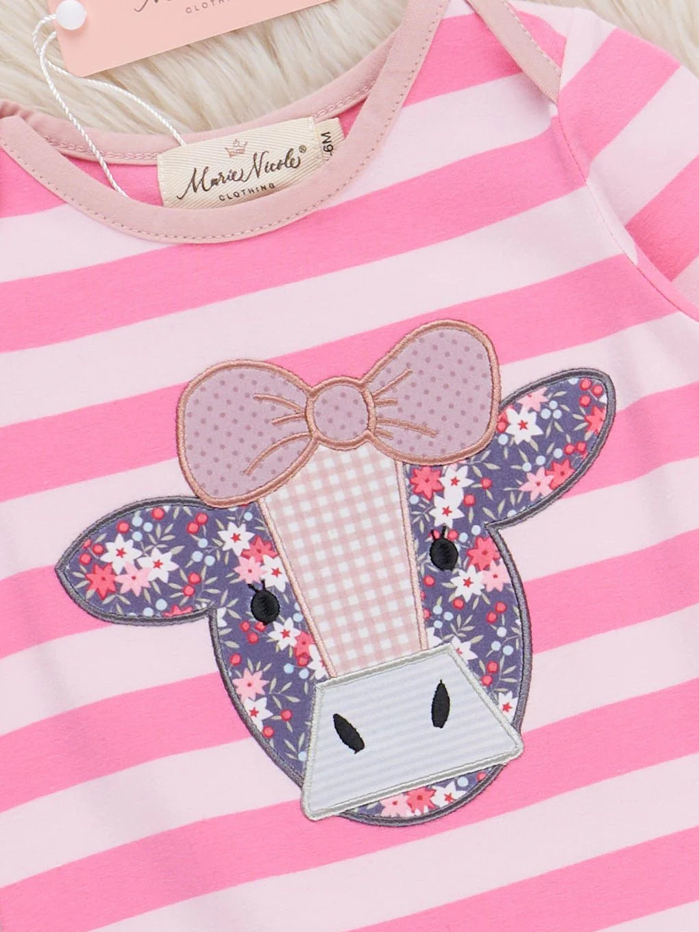 Sweet Cowgirl Embroidered Striped Romper - Image 2