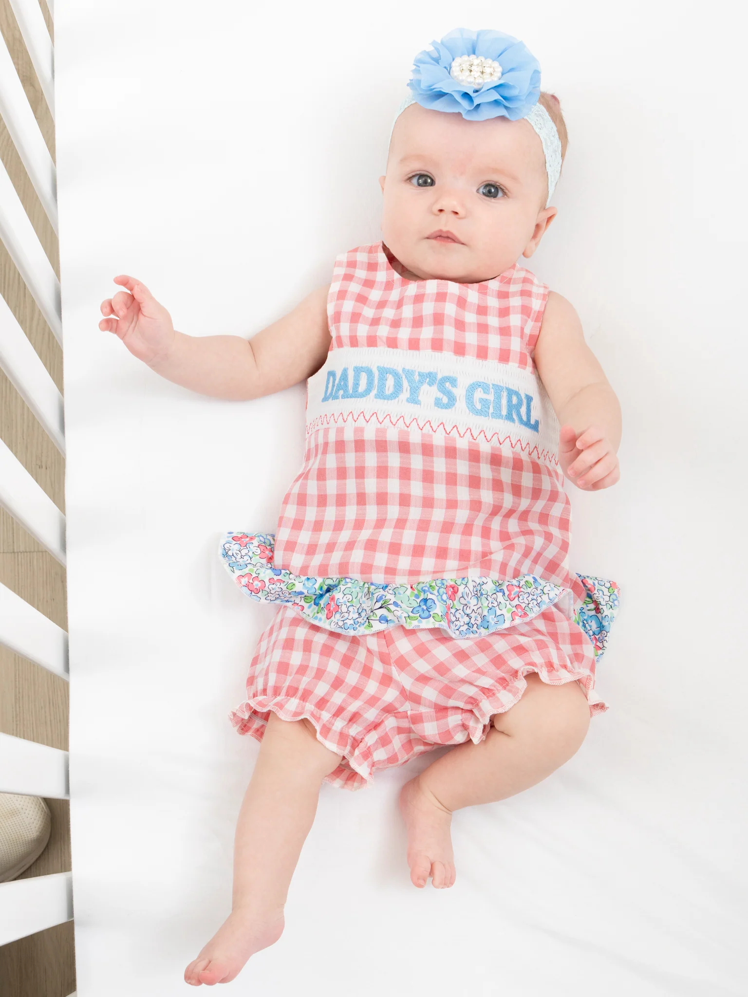 Sweet Gingham Daddy's Girl Smocked Bloomers Outfit - Image 4