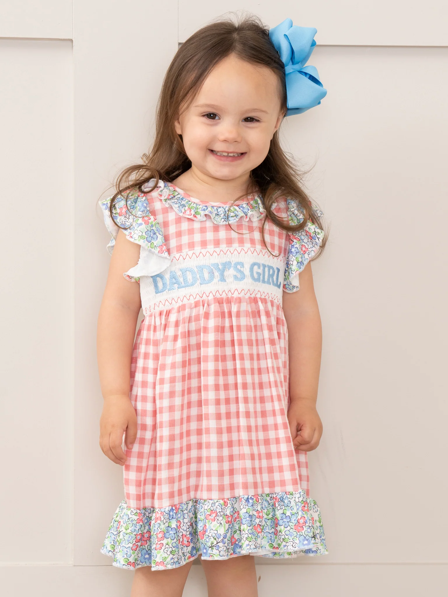Sweet Gingham Daddy's Girl Smocked Ruffle Dress