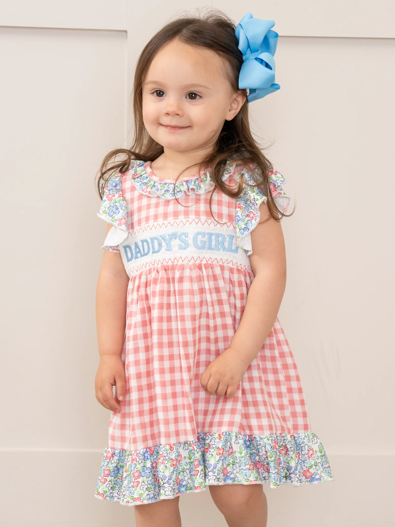 Sweet Gingham Daddy's Girl Smocked Ruffle Dress - Image 4