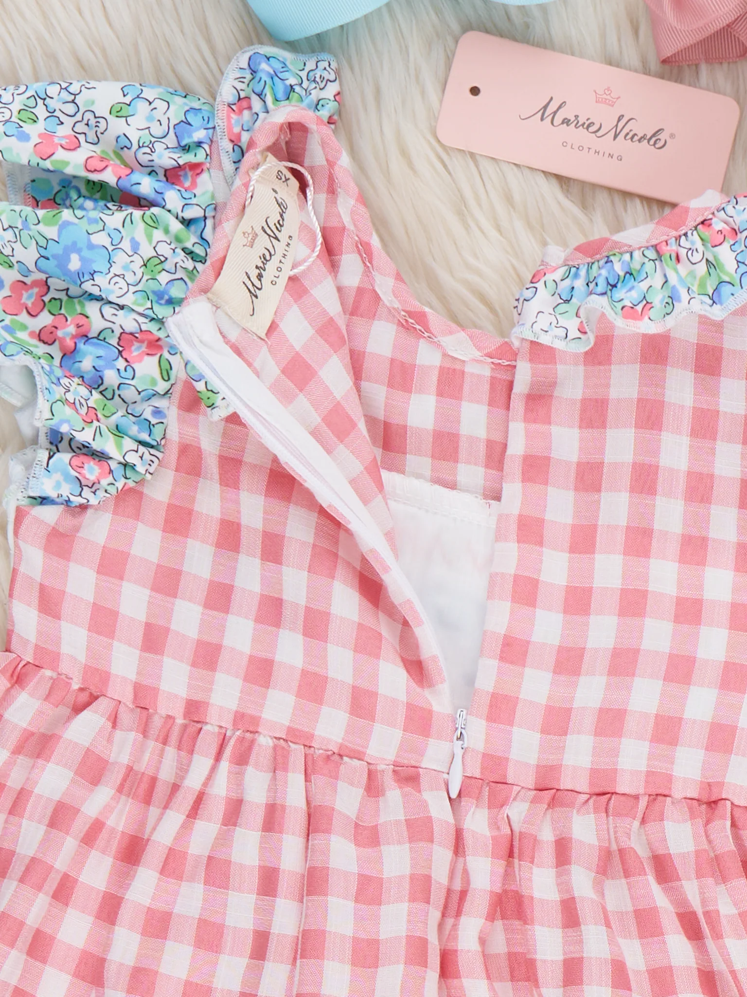 Sweet Gingham Daddy's Girl Smocked Ruffle Dress - Image 5