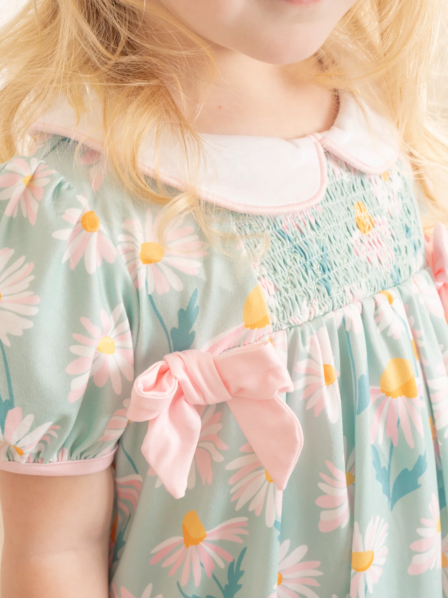 Sweet Green Daisies Ruffle Dress - Image 3