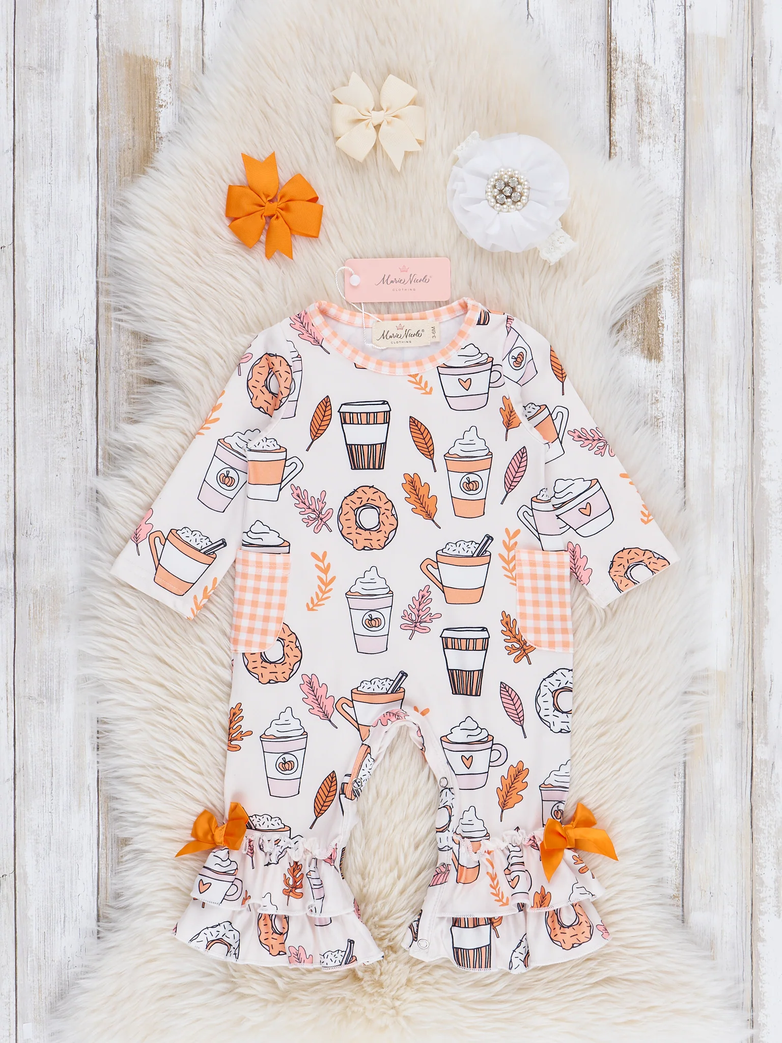 Sweet Maple & Cider Gingham Ruffle Romper