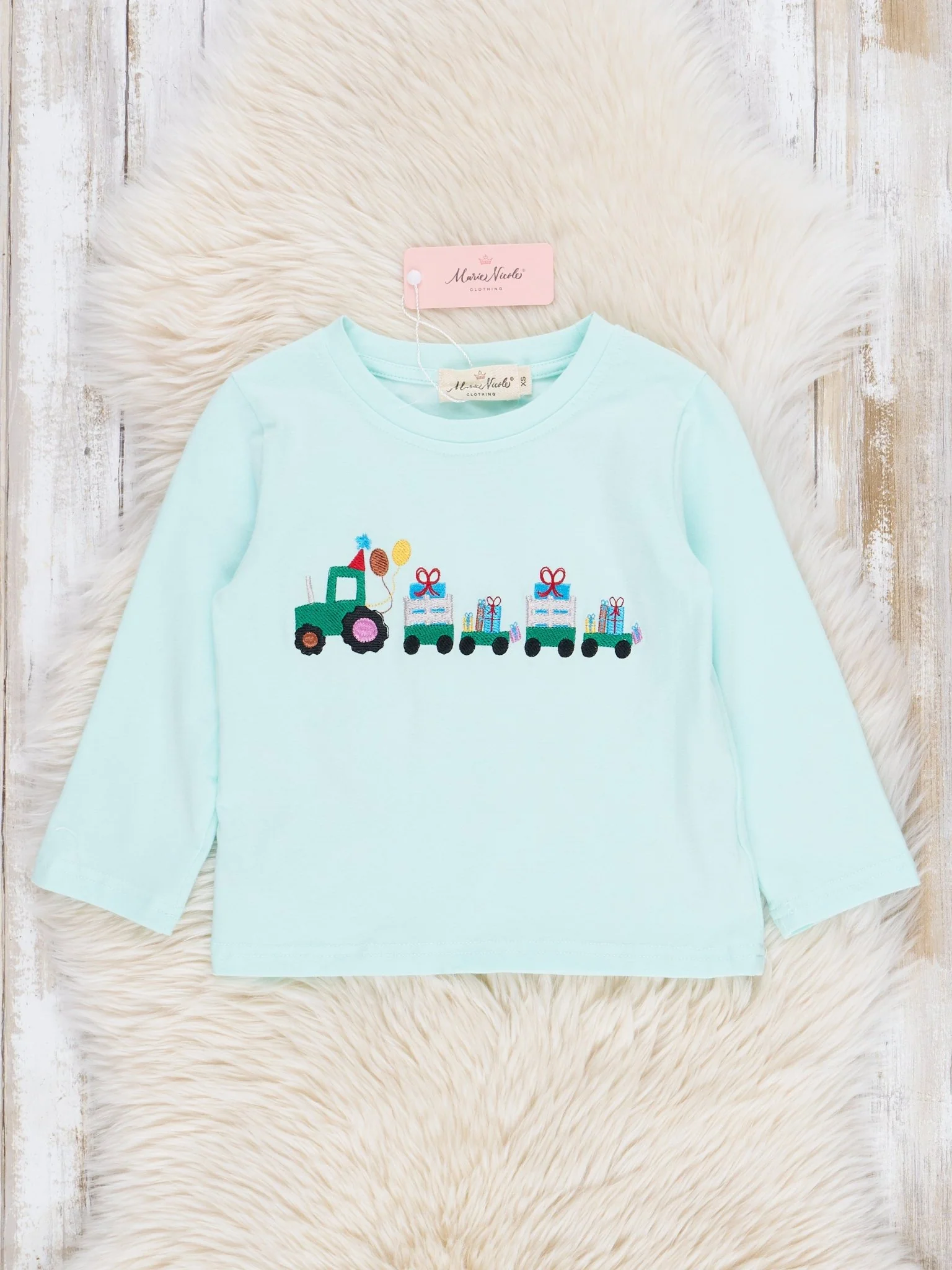 Sweet Mint Embroidered Train Shirt