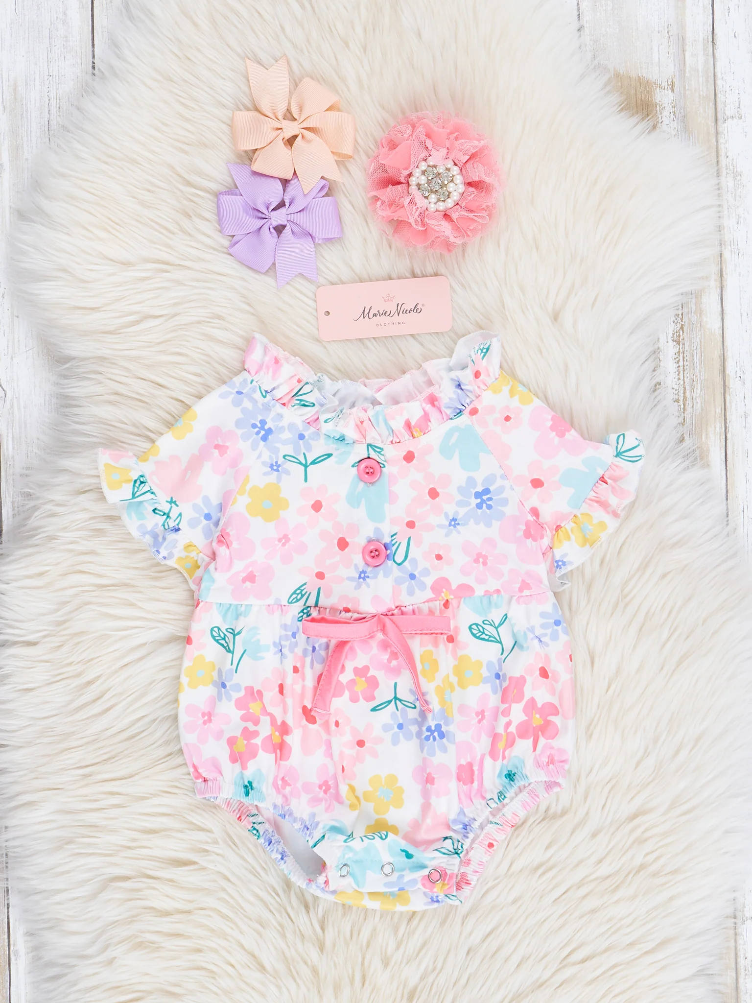 Sweet Pink Garden Ruffle Bubble Romper