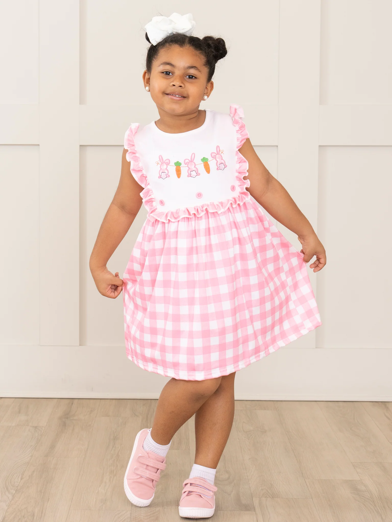 Sweet Pink Gingham Bunny Dress - Image 3