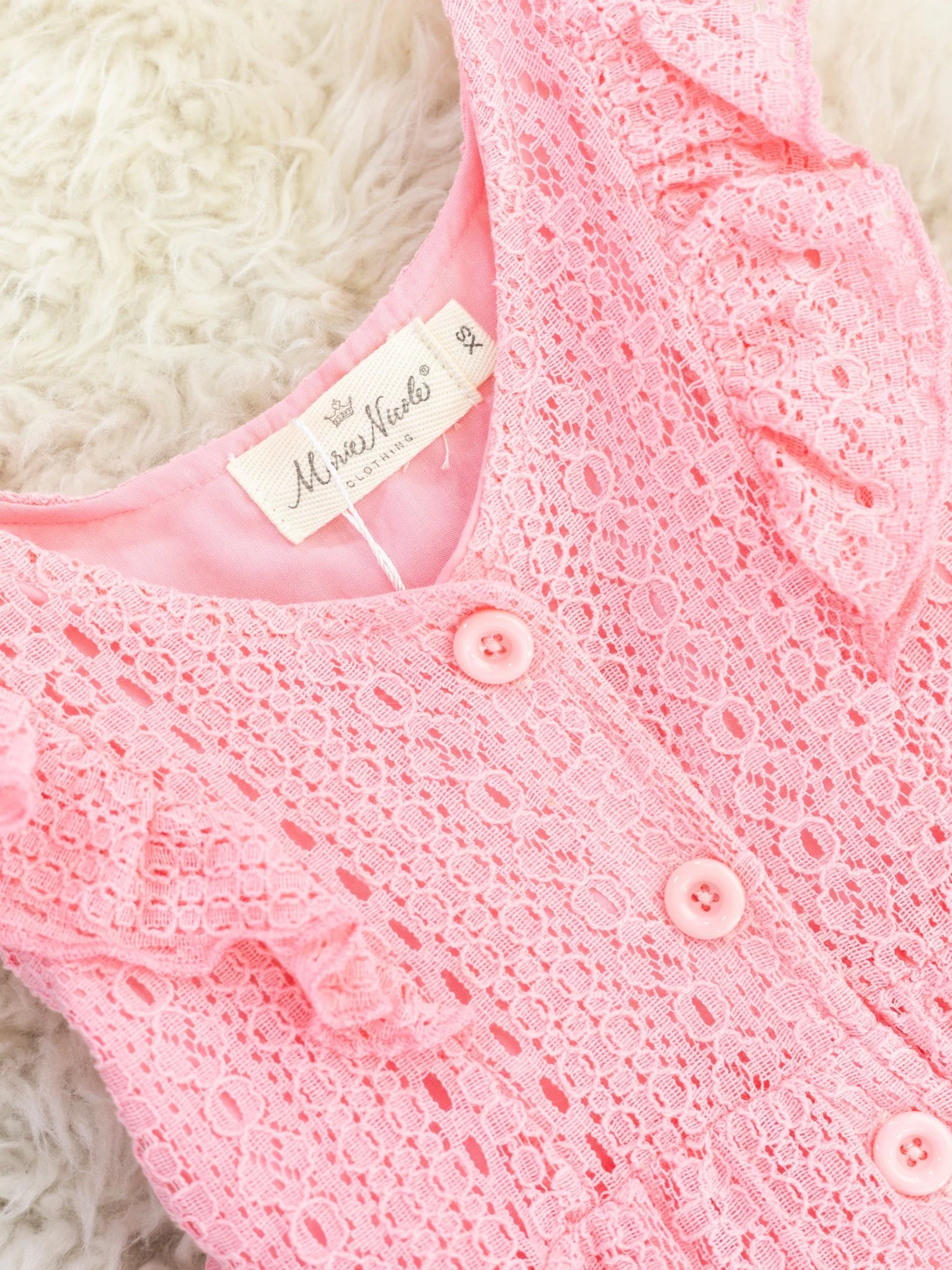 Sweet Pink Lace Button Dress - Image 2