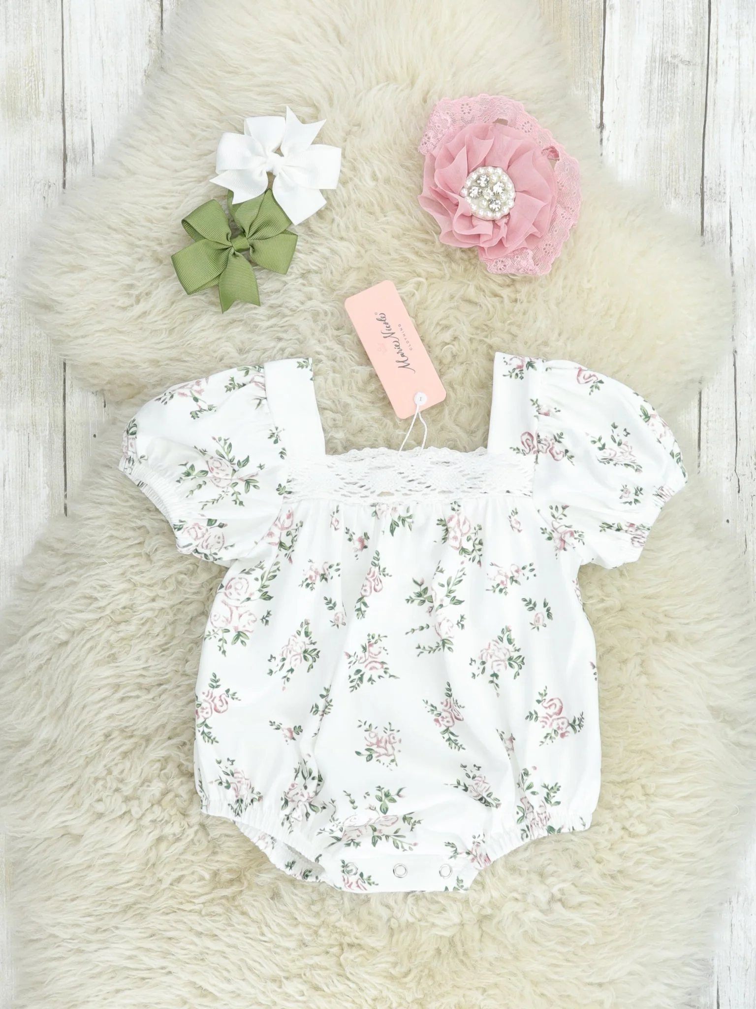 Sweet Pink Rose Bubble Romper