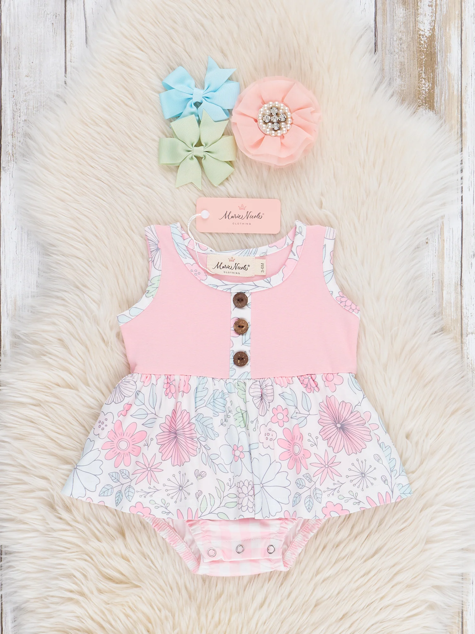 Sweet Wildflowers Gingham Peplum Bubble Romper