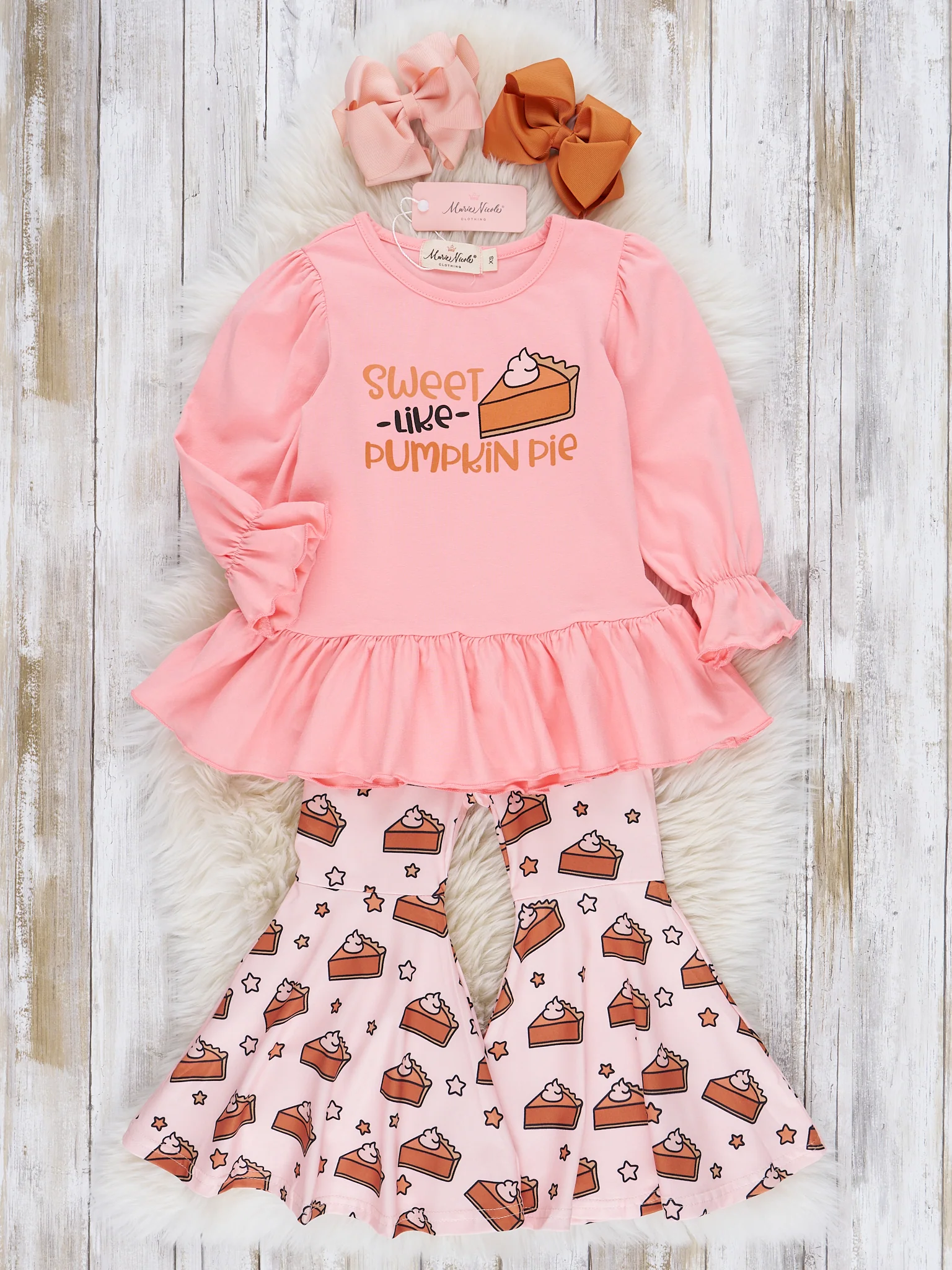 Sweet Pumpkin Pie Ruffle Bell Bottom Outfit