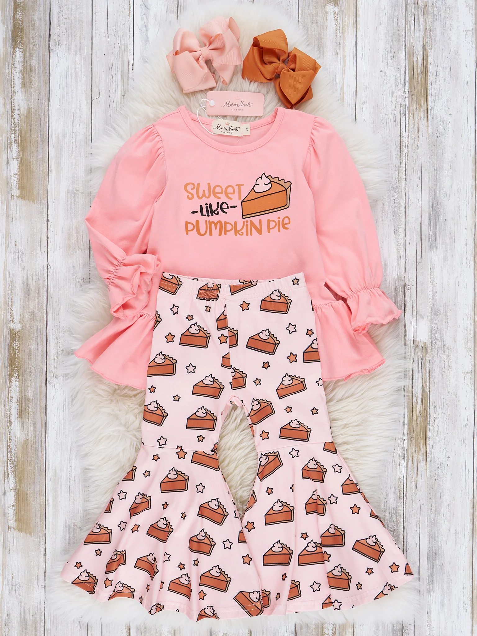 Sweet Pumpkin Pie Ruffle Bell Bottom Outfit - Image 2
