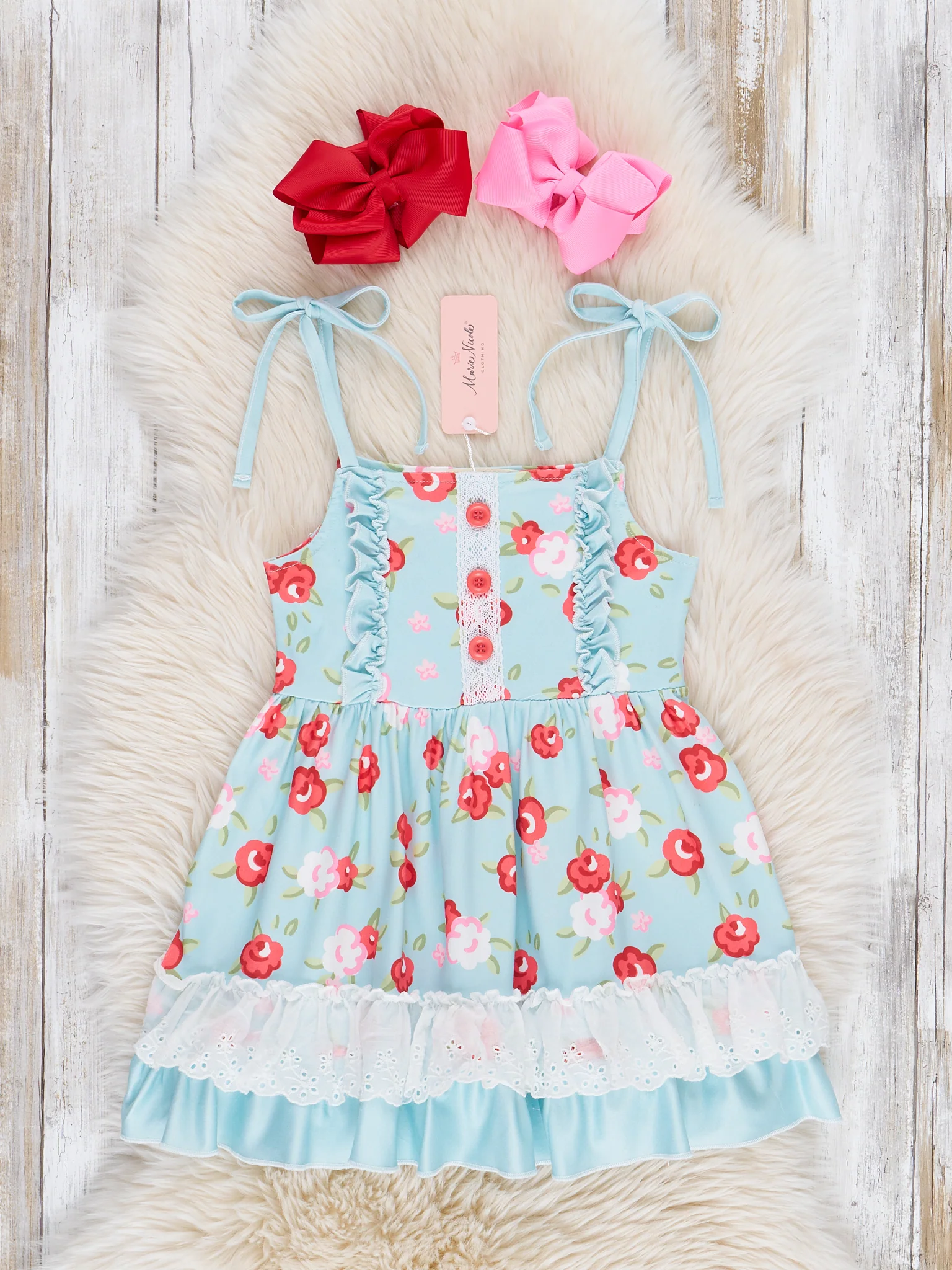 Sweet Rose Eyelet Ruffle Dress - Image 2
